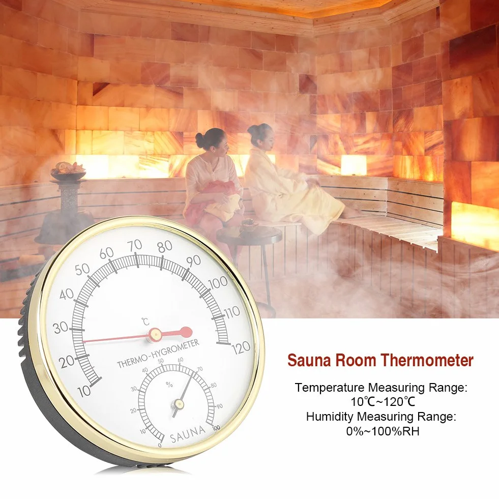 Asixx Termohigrometr do sauny, termometr do sauny, z metalu, do temperatury 10 ℃ -120 ℃ i zakresu wilgotności 0% -100%