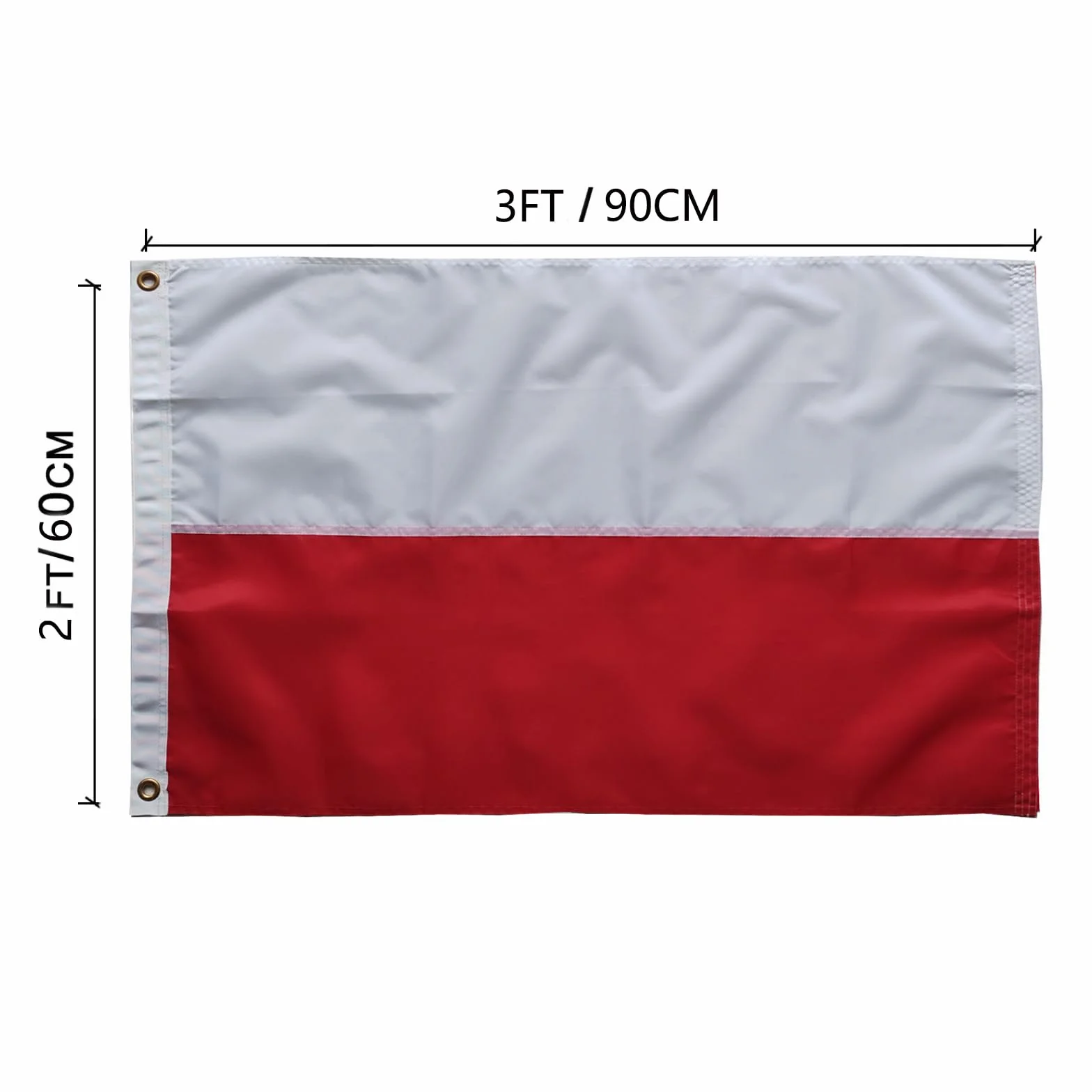 Polski Flaga 60 x 90 cm - Szyte Paski 210D Heavy Duty Poliestrowa Na Zewnątrz Nylonowa z Mosiężnymi Przepustkami