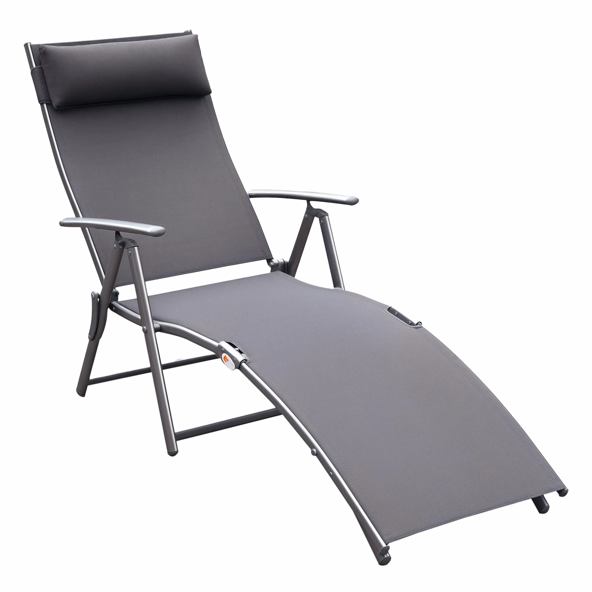Outsunny ligstoel ligbed voor op het strand ligbed voor buiten inklapbaar verstelbaar met kussen tuin grijs metaal + stof grijs 137 x 63,5 x 100,5 cm