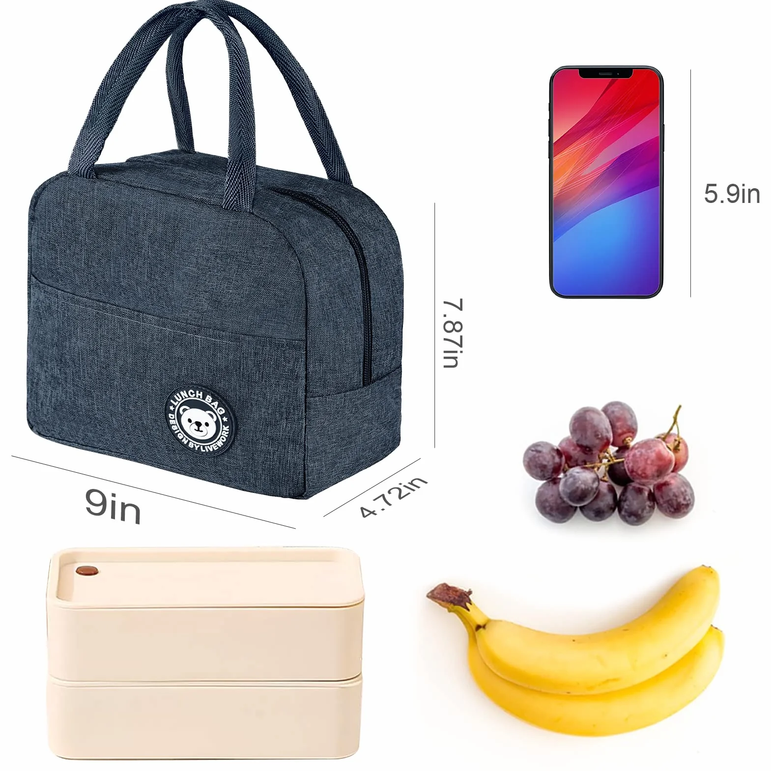 Izolowana torba na lunch na biurko 6 l, mały kosz na lunch, wodoodporna mini izolowana torba na lunch dla studenta biura piknik (tybetański cyjan)
