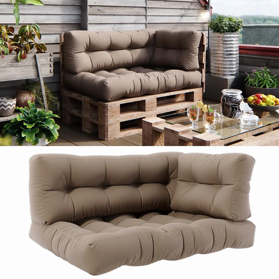 Vicco Zestaw poduszek z palet "Flocken", Kamień, 120 x 80 cm 3 części