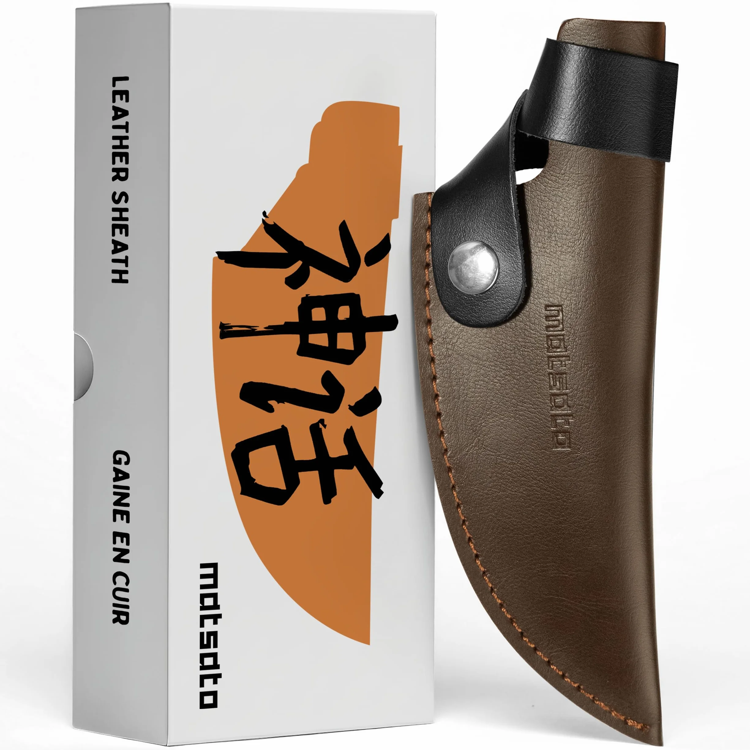 Premium Leather Sheath for Japanese Chef Knife, Kitchen Knife Holder, Brown