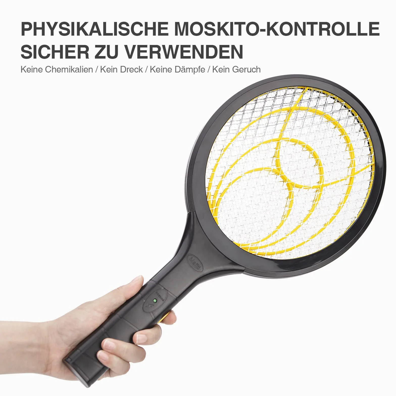 mafiti Elektryczna łapka na muchy, owadobójcza, z wymiennymi bateriami, wolna od toksyn i zapachów, idealna do użytku wewnątrz i na zewnątrz (żółto-czarna)