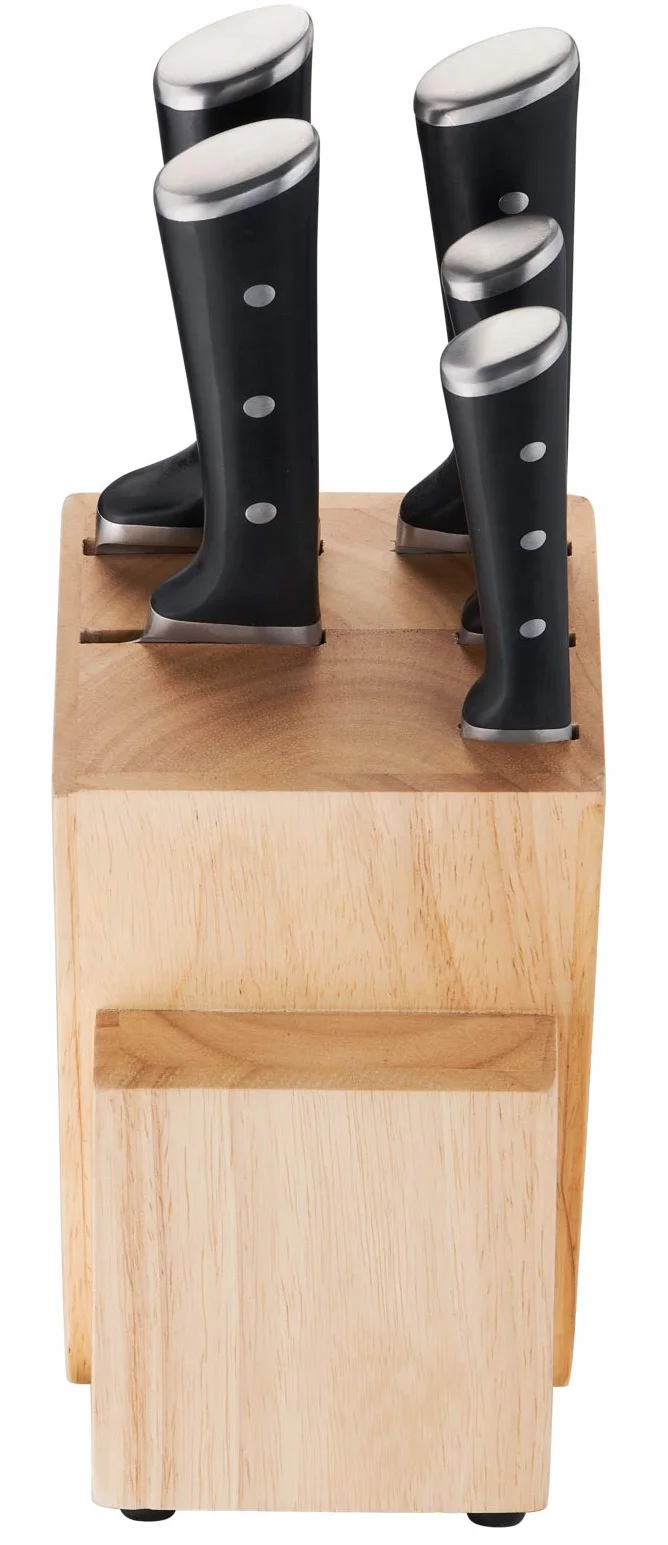 TEFAL Ice Force K232S574, Zestaw 5 noży w drewnianym bloku, Wyjątkowa trwałość i skuteczność, Nóż szefa kuchni 20cm, Nóż do chleba 20cm, Nóż Santoku 18cm, Nóż uniwersalny 11cm, Nóż do warzyw 9cm
