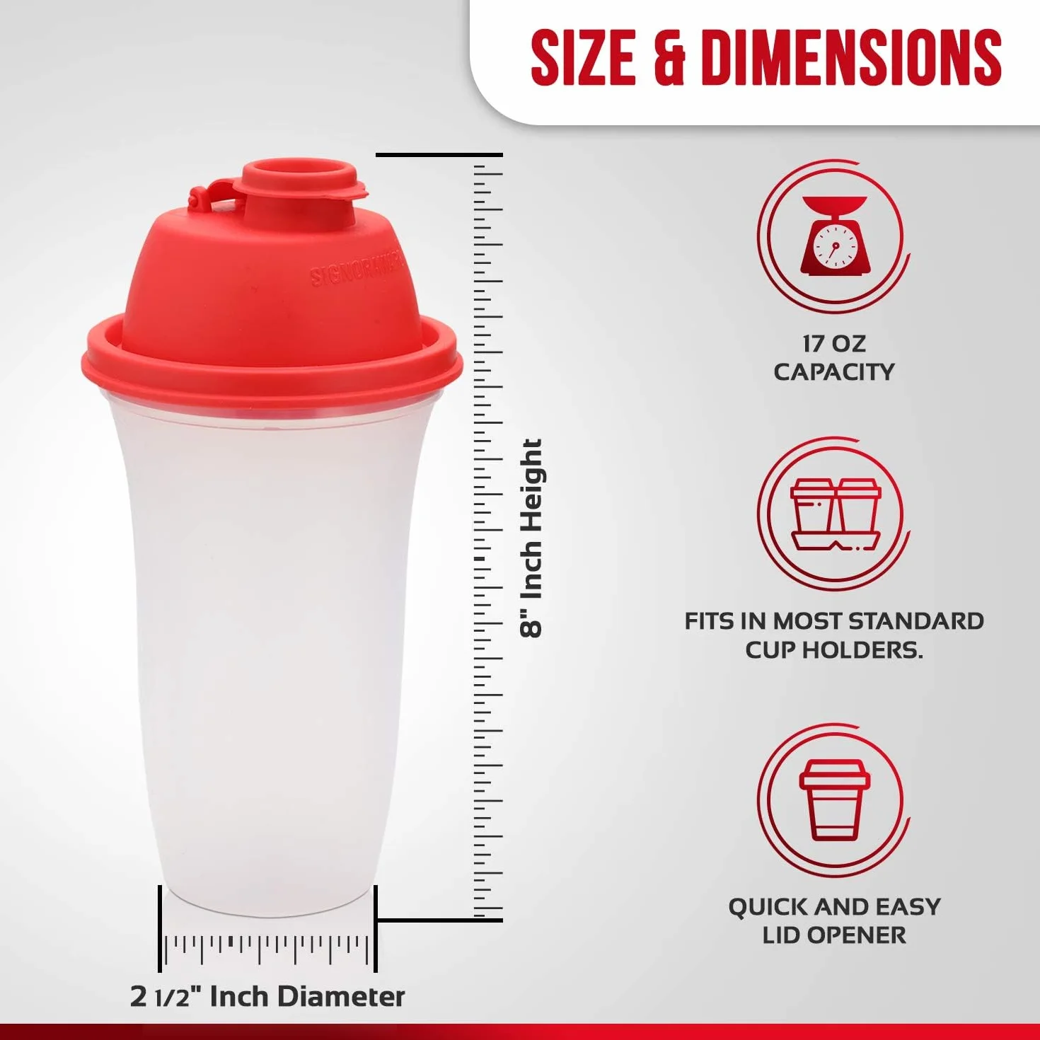 SIGNORA WARE Butelki shaker z tworzywa sztucznego, 500 ml, do posiłków, shakesów i smoothie, napojów, do mieszania dressingu sałatkowego i sosów, Margarita, więcej