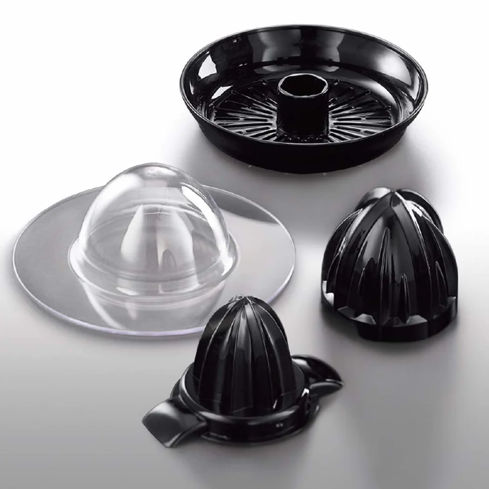 Russell Hobbs wyciskarka do soku, 2 stożki do wszystkich rodzajów cytrusów, start pod wpływem nacisku, funkcja blokady kapania, schowek na przewód, moc 60W, czerwony, Colour Plus 26010-56