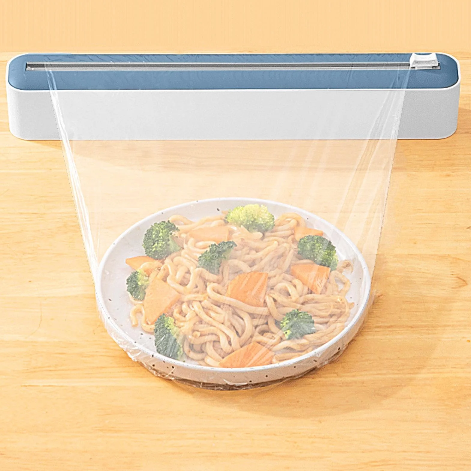 Cling Wrap Dispenser Kitchen Drawer Storage Organizer Quick Slide Film Cutter Magnetic Lid