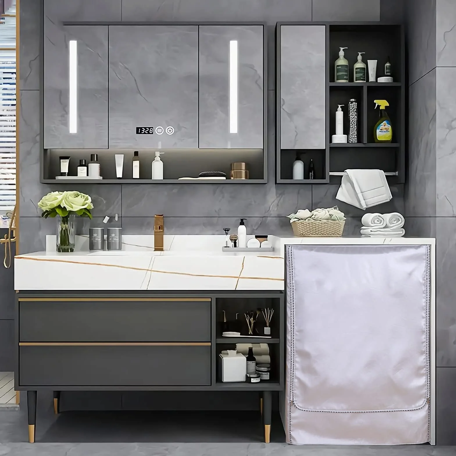 Pokrowiec na pralkę pyłoszczelny wodoszczelny Silver Edge XL 58-65x60x85 cm