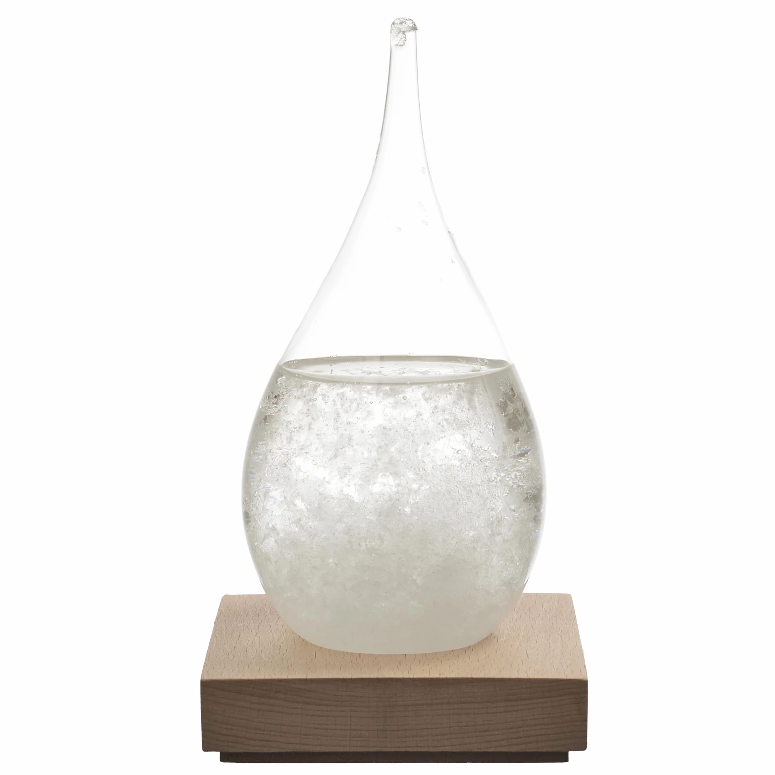 HOME DECO FACTORY, HD0384, Tempest Glass H17 cm - Elegancki i funkcjonalny przedmiot dekoracyjny, oryginalny barometr z kryształkami, drewniana podstawa