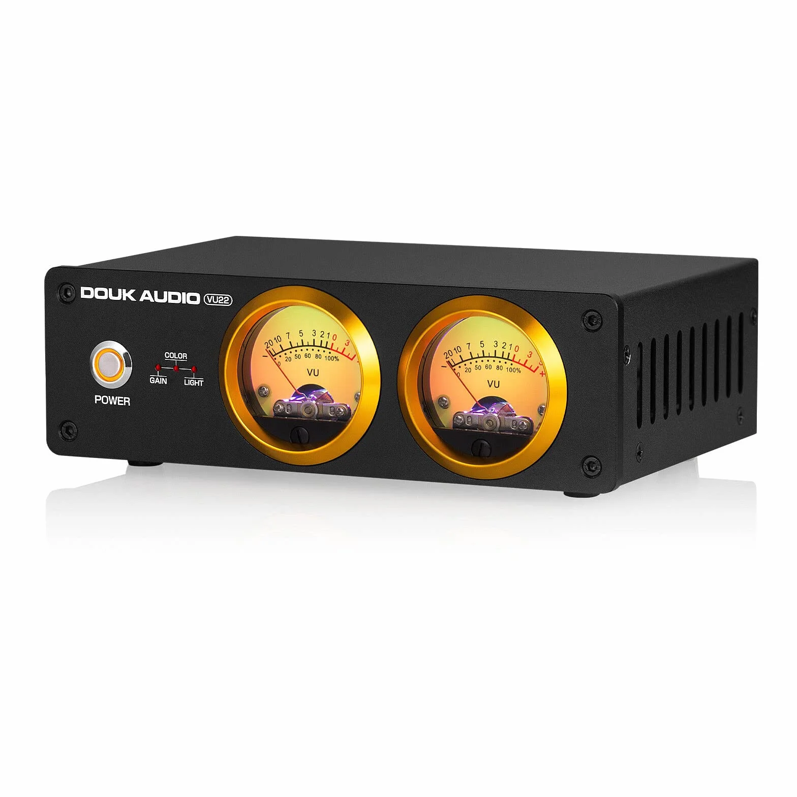 Douk Audio VU22 podwójny analogowy wyświetlacz VU Miernik DB panel spektrum muzyki MIC i LINE wskaźnik poziomu dźwięku (Czarny)
