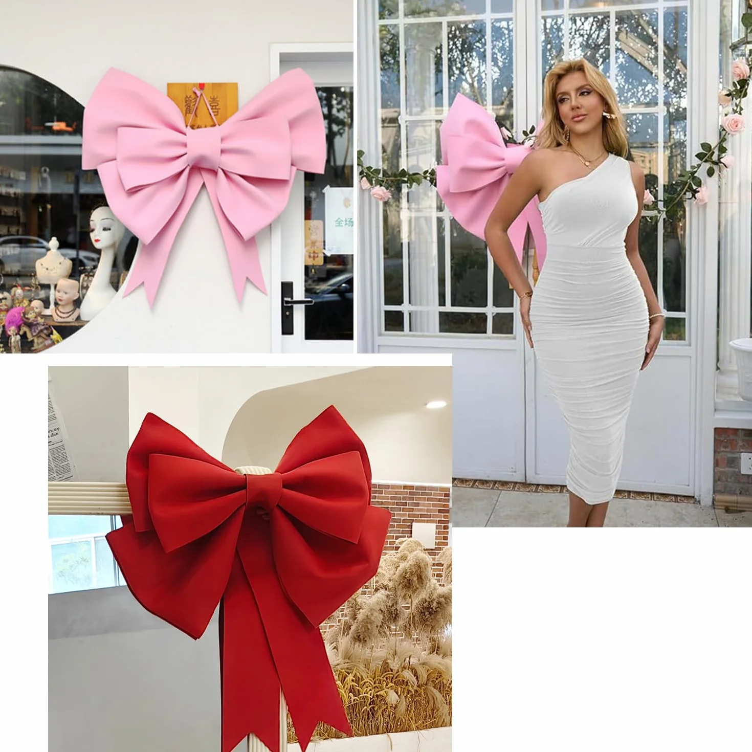 Extra Duża Kokarda Dekoracyjna Bow DIY Gigantyczna Kokarda Zdobnicza Gigantyczna Duża Czerwona Kokarda Na Samochód Kokarda Prezentowa Na Ślub, Imprezę, Samochód, Walentynki, Święta Bożego Narodzenia