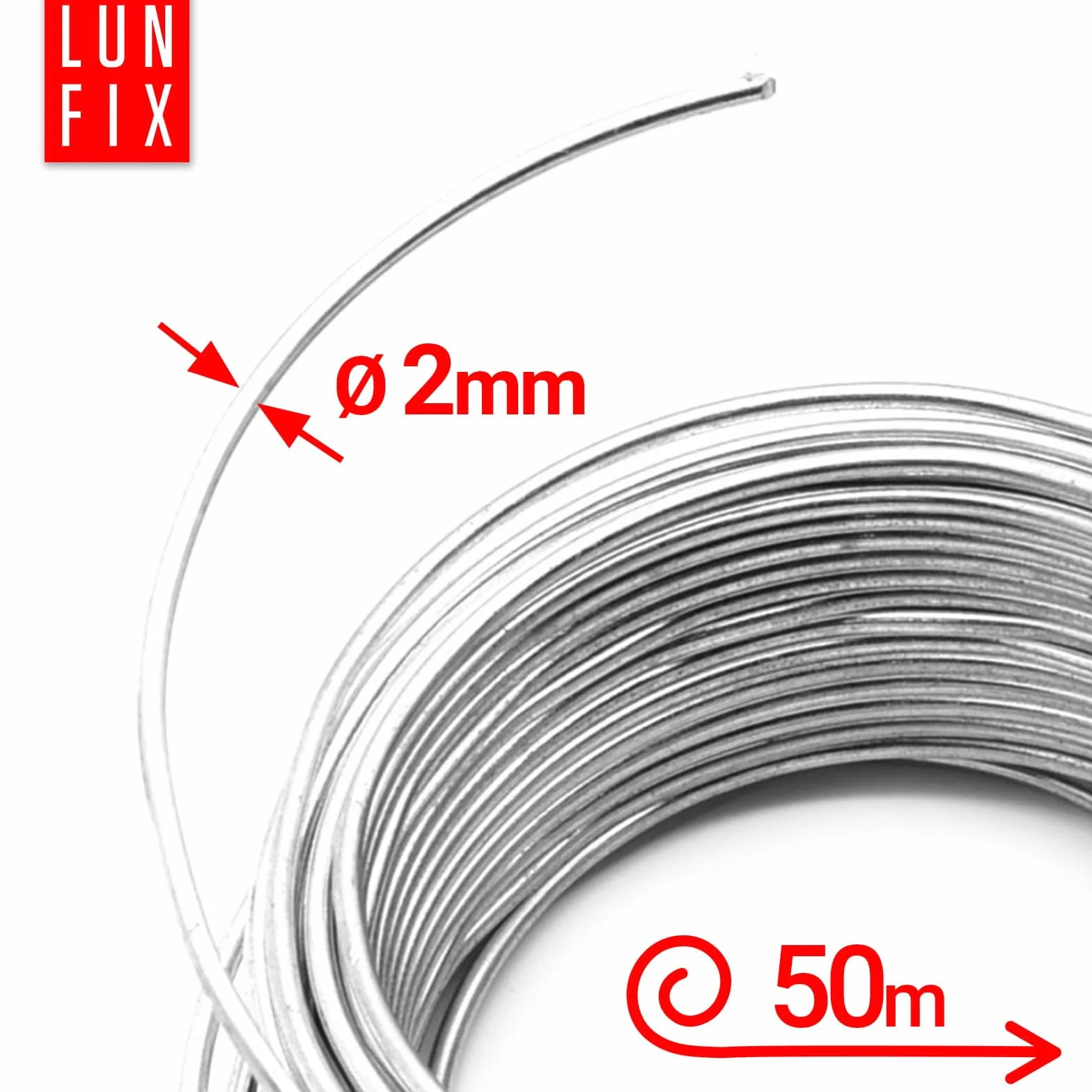 Stal ocynkowana Ø 2 mm, 1,3 kg (ok. 50 m), argent, napięcie filcu do ogrodzenia ogrodowego, grilla, napinania roślin, solidny system montażu