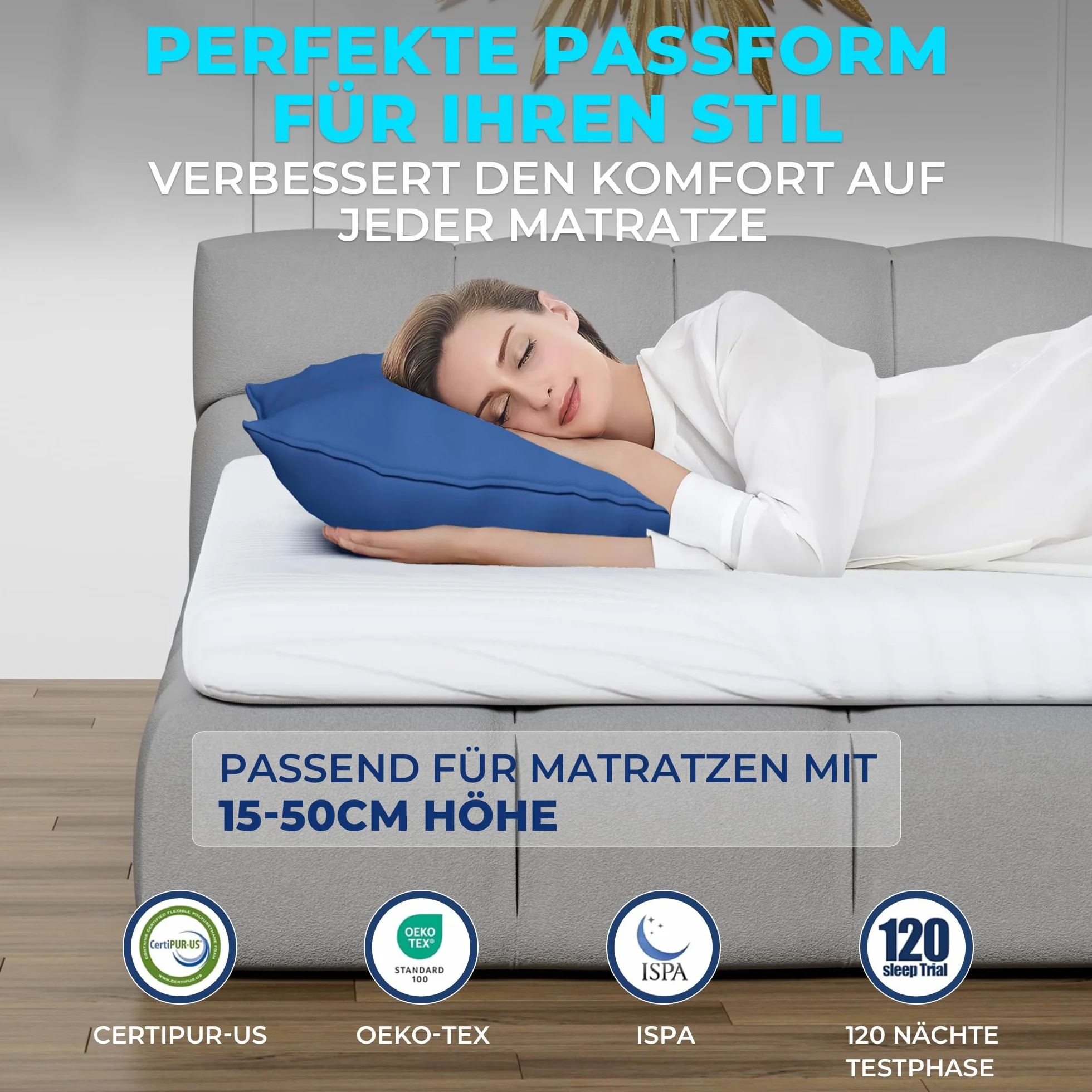 Nakładka na materac 160x200 cm – 5 cm pianka memory, miękka i wygodna nakładka nawierzchniowa z pianki Visco, ergonomiczne podparcie, idealna na łóżko, kanapę lub do kampera