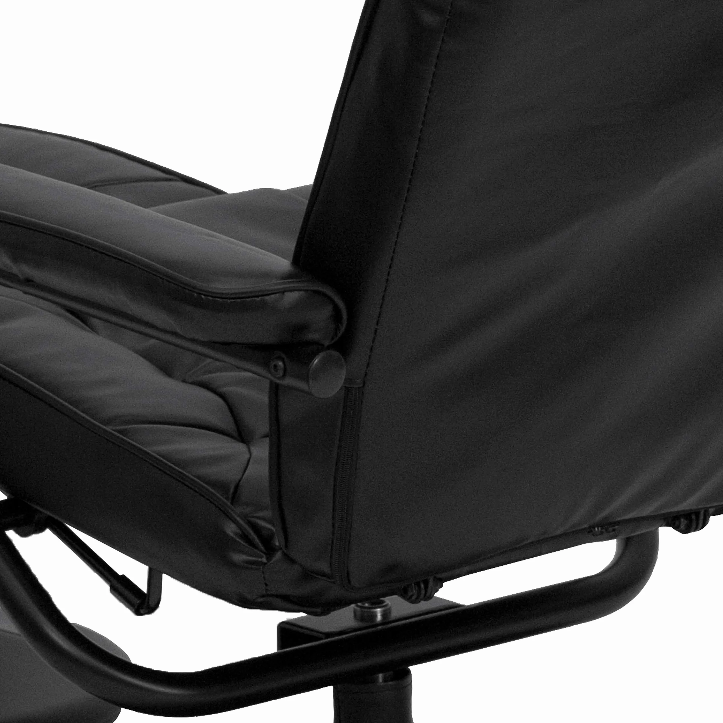 Flash Furniture Współczesny Leżak i Otomana ze Skórzaną Podstawą, Metal, Czarny