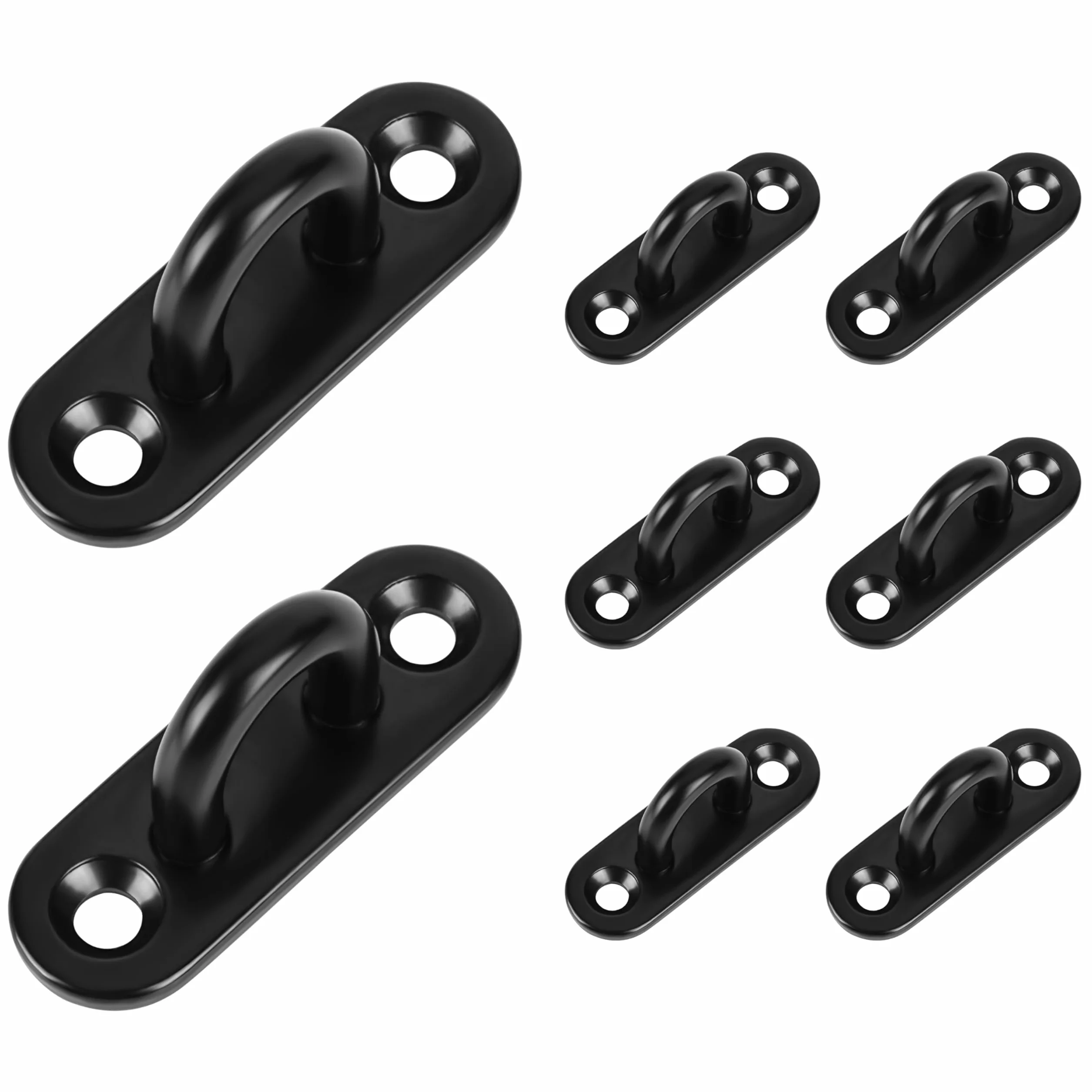 Winter Shore Haki Oczkowe M5 do Wieszania Ciężkich Przedmiotów [8 szt.] - 50mm Haki ze Stali Nierdzewnej - Czarne Haki Sufitowe do Świateł Zewnętrznych i Roślin