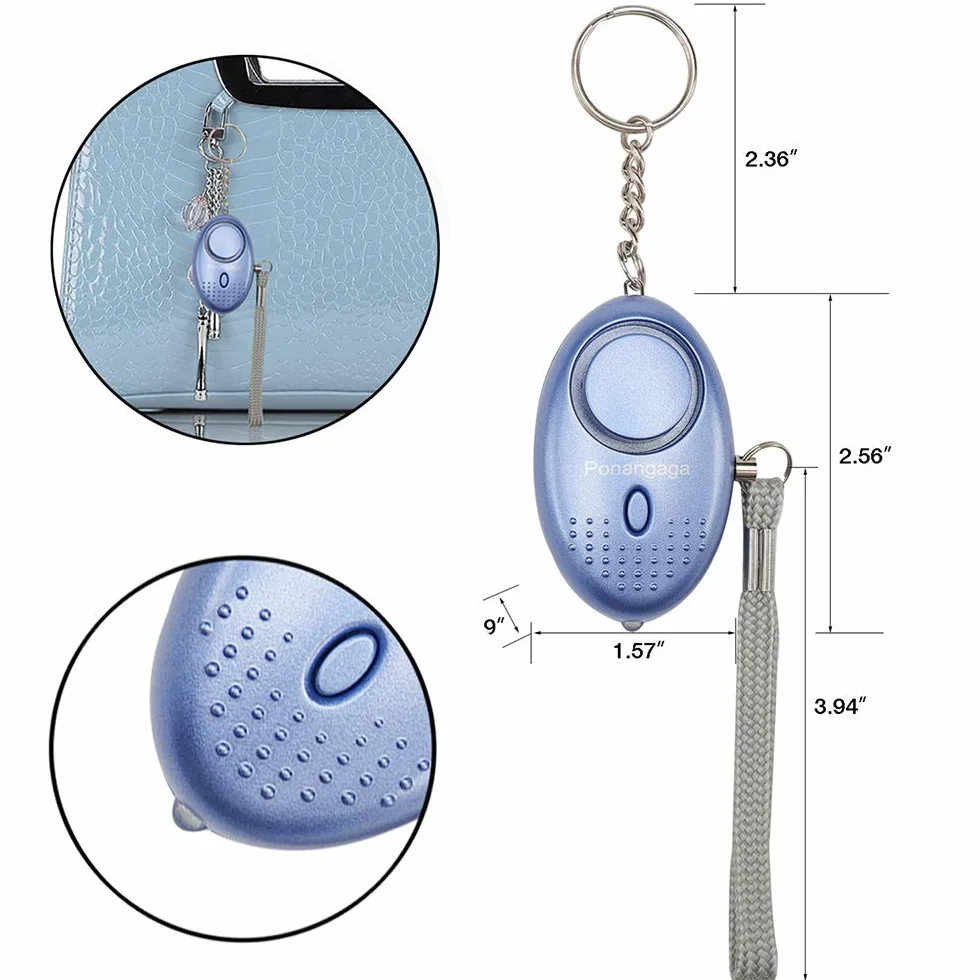 Alarm osobisty z latarką LED, 3 sztuki 140 db, przenośny alarm antynapadowy dla kobiet, dzieci, osób starszych, studentów, biegaczy (fioletowy, złoty i niebieski)