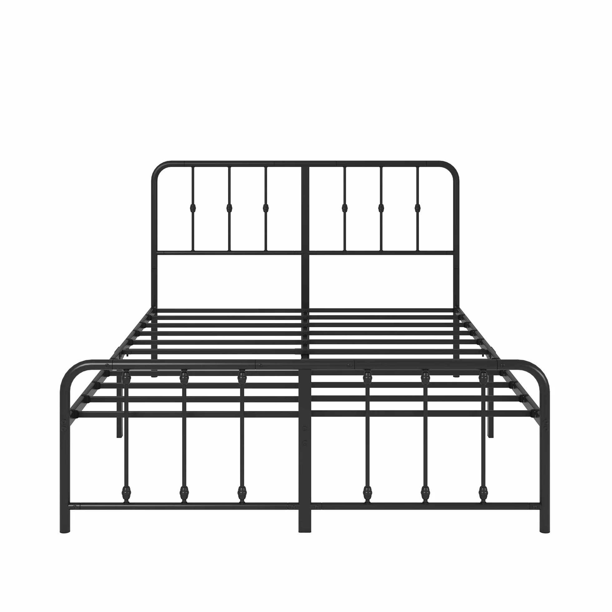 Zinus Florence Łóżko 140 x 200 cm – 35 cm wysokości – metalowa rama łóżka z zagłówkiem i podnóżkiem – łóżko ze stelażem – rama łóżka w stylu vintage – miejsce do przechowywania pod łóżkiem – czarne
