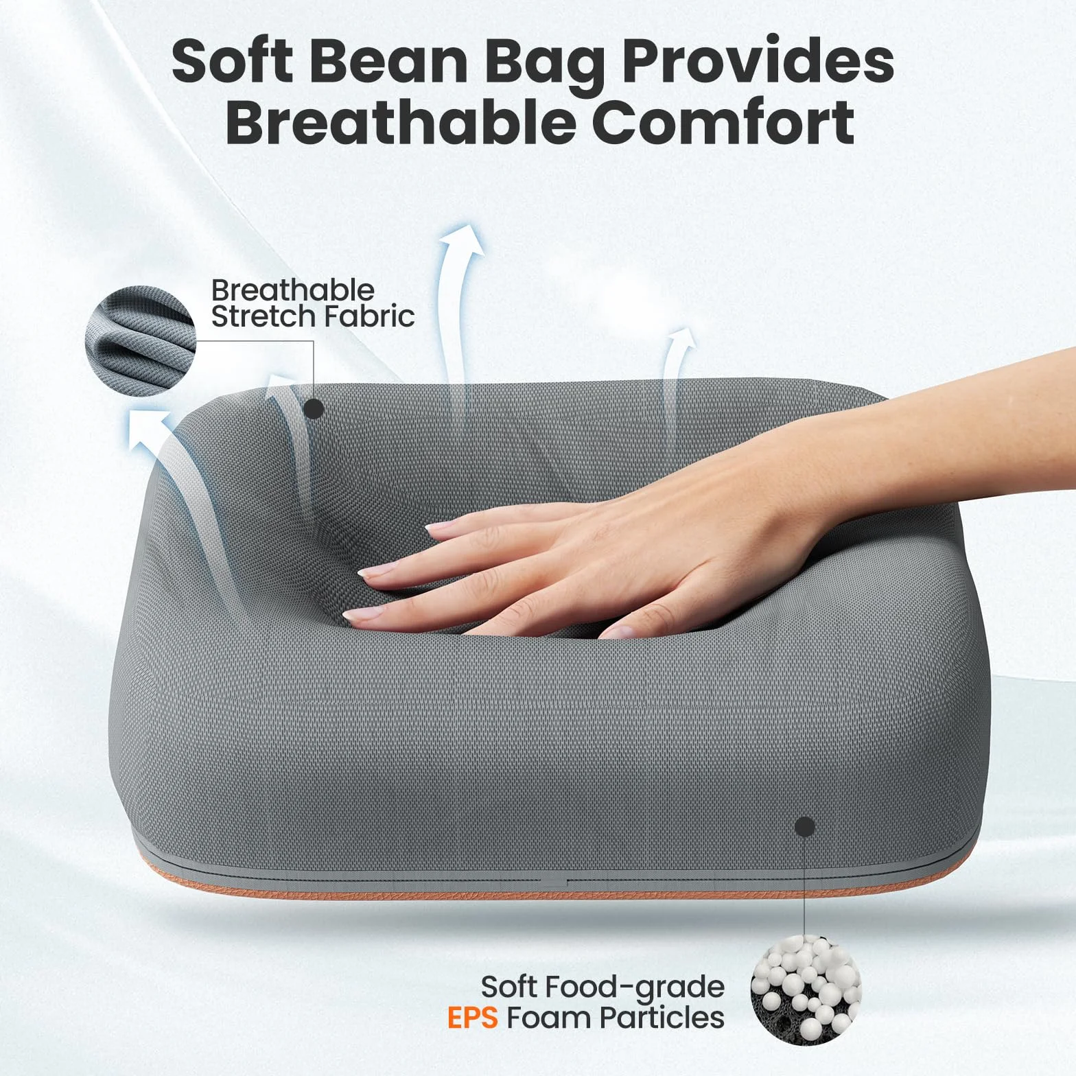 ookseat Lap Beanbag Stojak na książki: Ręce - komfort czytania bez problemu, łagodzi obciążenie szyi, idealny do pokoi w akademiku i wszędzie (szary)