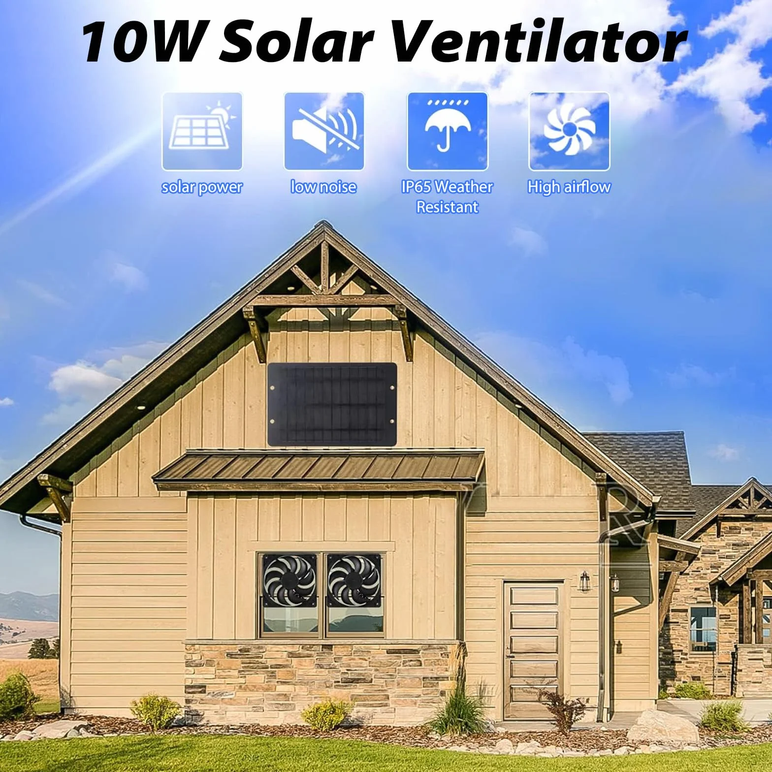 Solarny Wentylator Wyciągowy 12 V 10 W, Podwójny Wodoszczelny z Paneli Słonecznych do Małych Kurników, Szklarni, Szopy, Domków dla Zwierząt