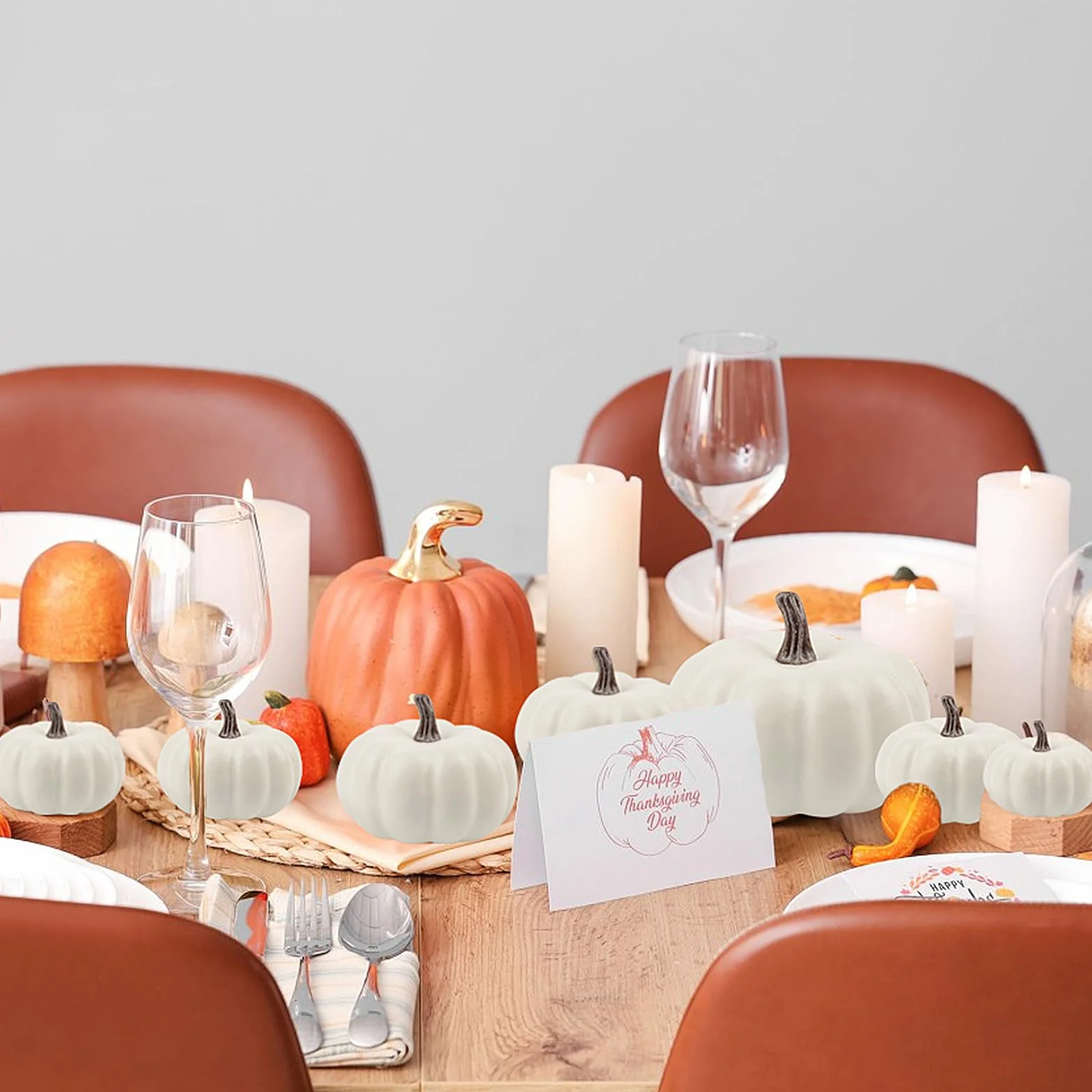 Sztuczne dynie, 18 szt., sztuczne dynie piankowe, na Halloween, Święto Dziękczynienia, malowanie, jesienna dekoracja stołu (białe)