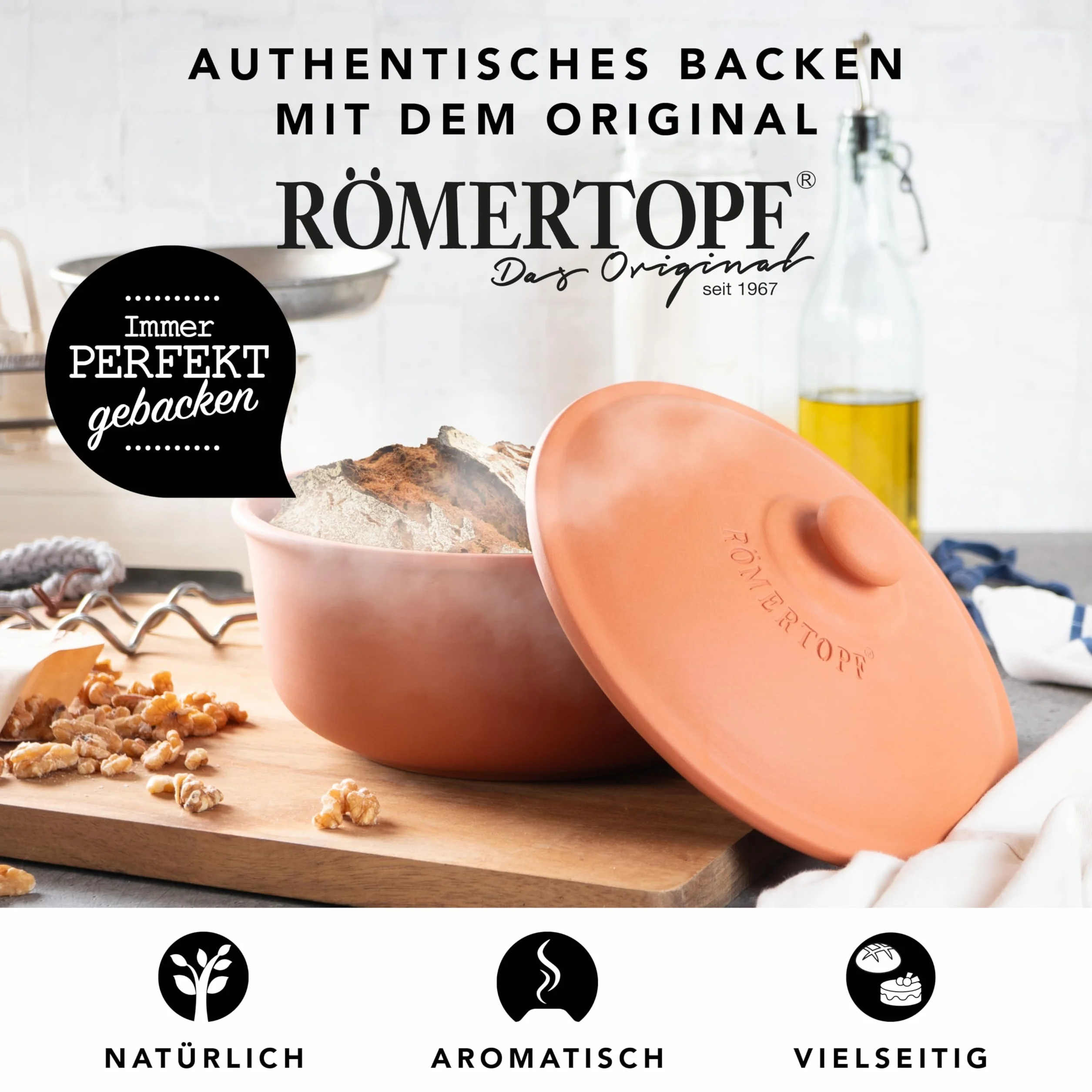 Römertopf garnek do pieczenia chleba terakota Ø 23,0 cm