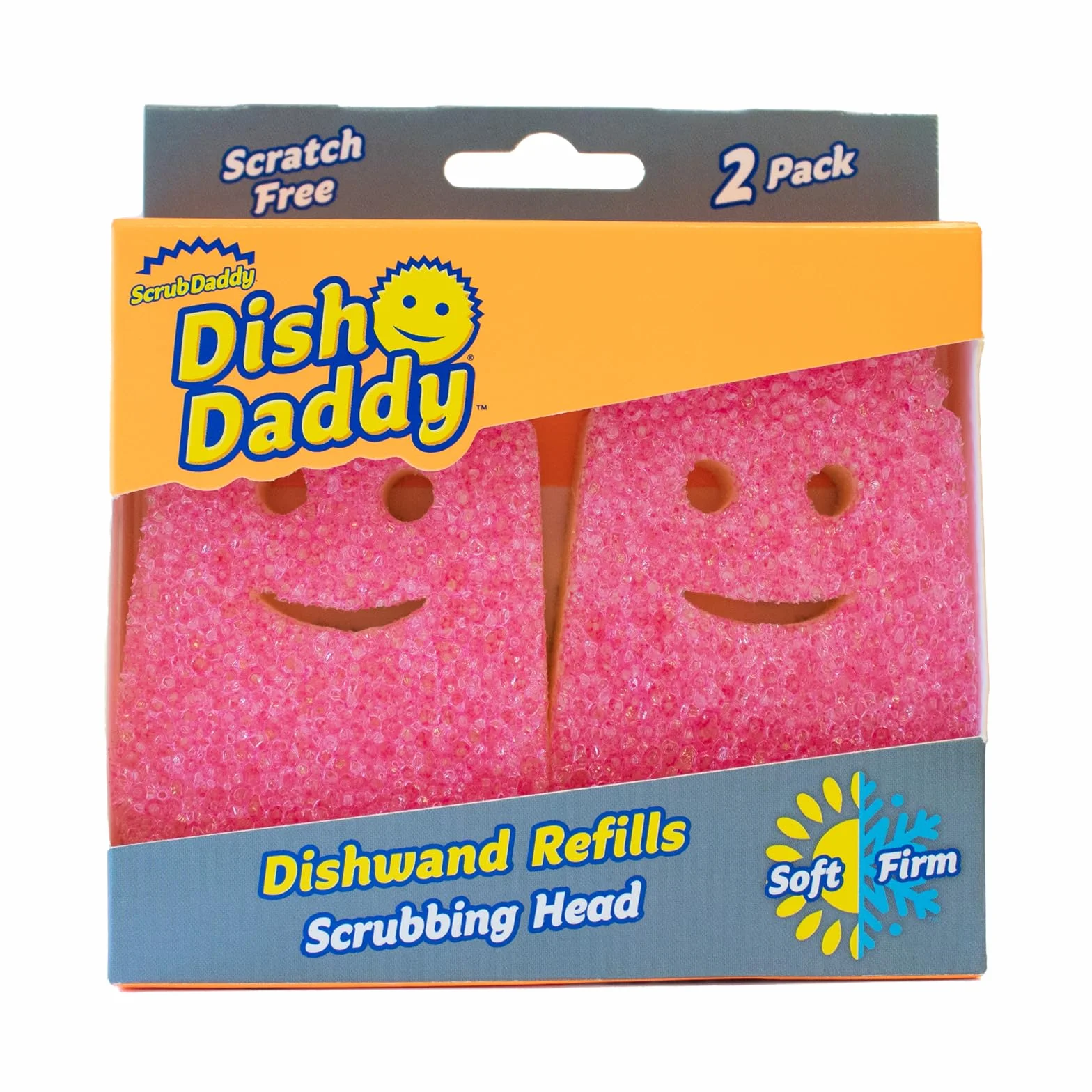 Scrub Daddy Wymienne głowice szczotki do szorowania do naczyń, szczotki do dozowania mydła, zmieniające teksturę gąbki do mycia, zdejmowane wkłady do gąbki do główki tatusia, różowe, 2 szt