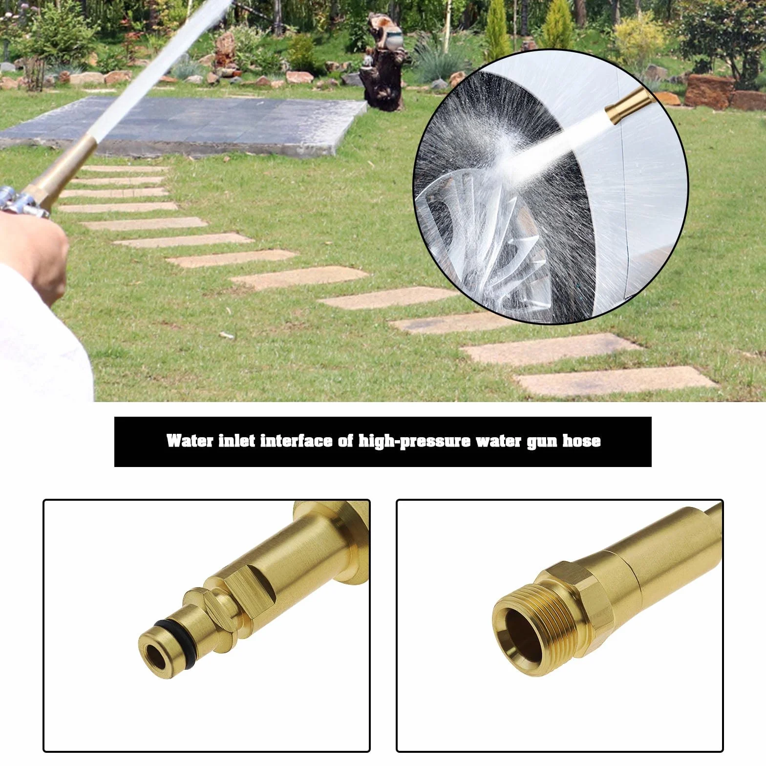 Schenll adapter do węży wysokociśnieniowych z gwintem wewnętrznym M22 x 1,5, kompatybilny z myjką wysokociśnieniową Kärcher K2, K3, K4, K5, K6, K7, mosiądz, długość 108 mm