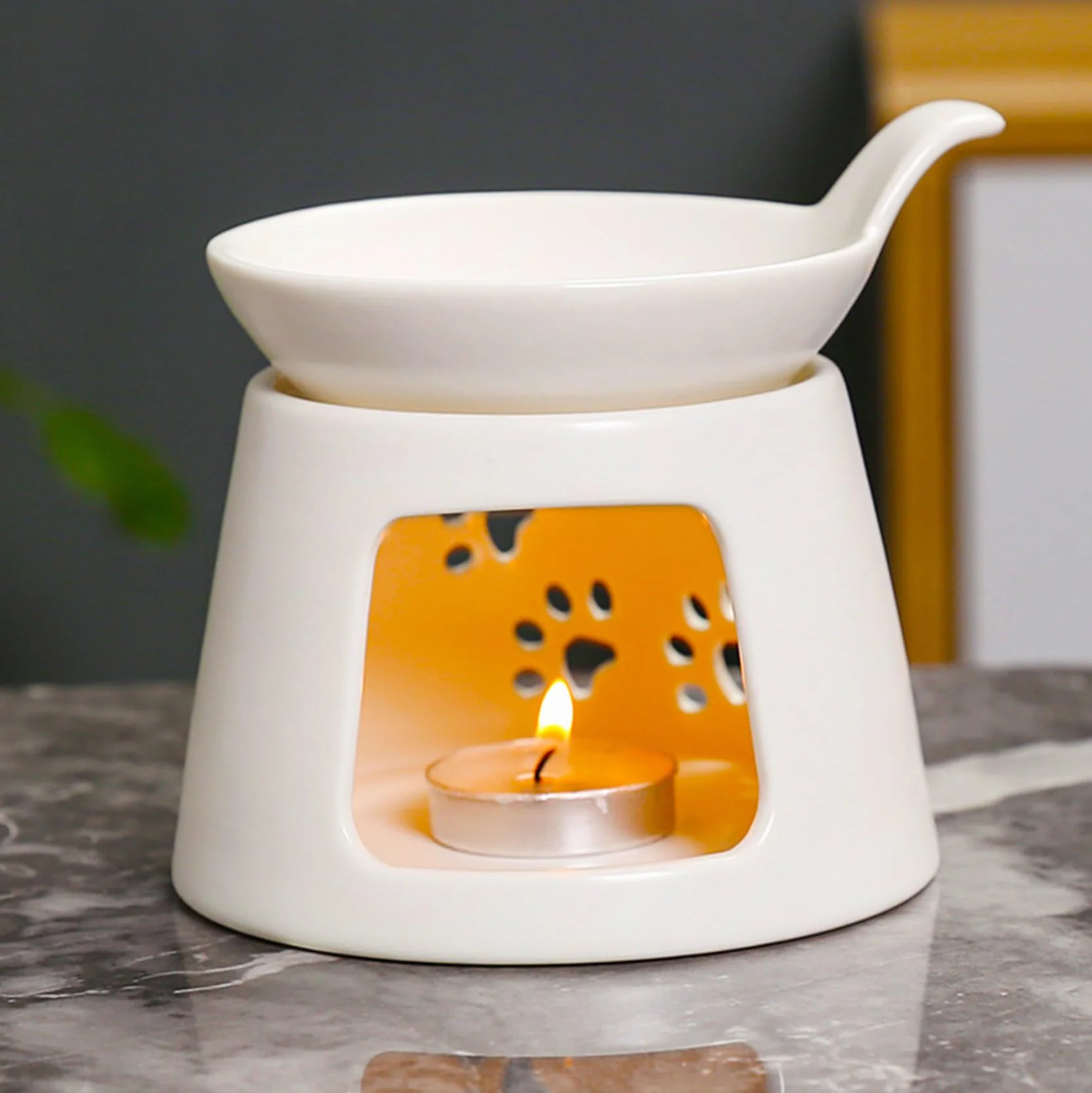 Ceramiczne palniki do topienia wosku białe, podgrzewacz wosku do świec typu tea light, palnik olejków eterycznych, palnik woskowy do świec, lampa dyfuzor zapachowy do jogi aromaterapii do