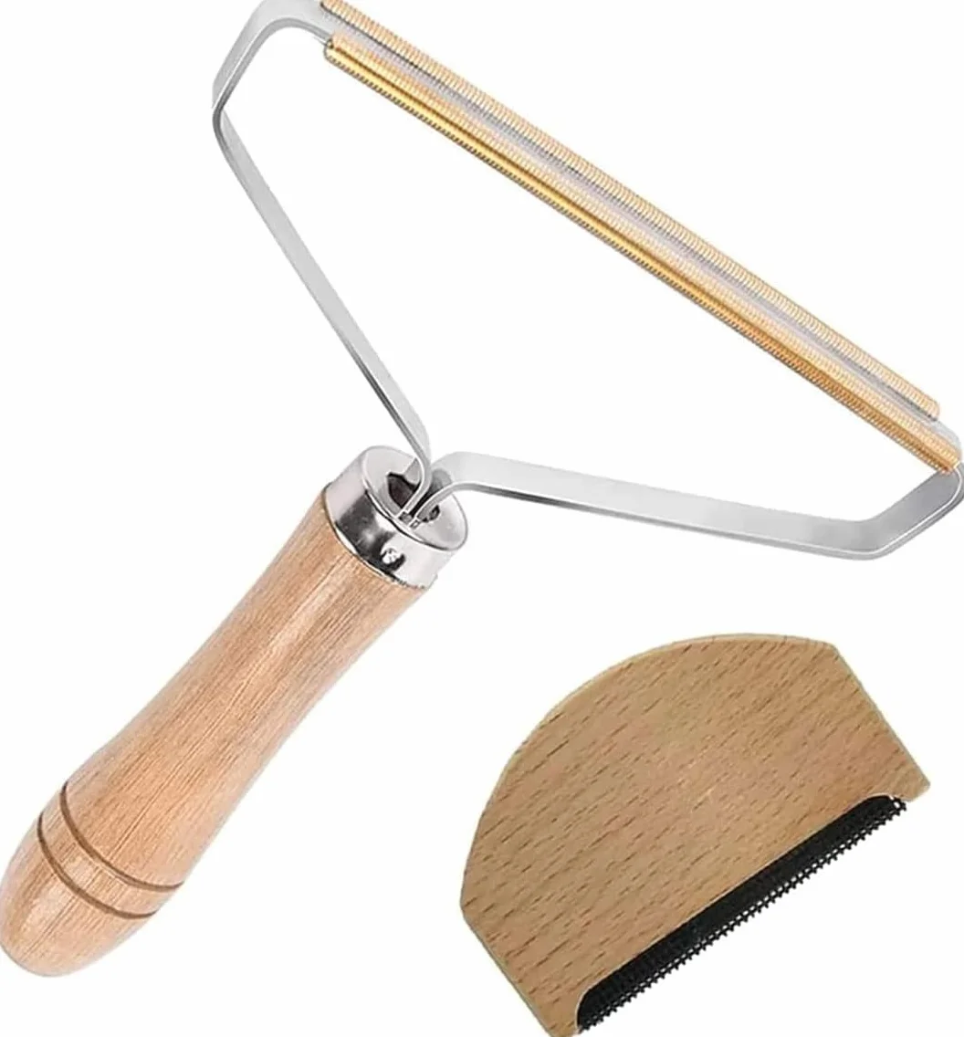 Zestaw do golenia przeciw mechaceniu, przenośny grzebień wełniany i ręczny pędzel do pielęgnacji ubrań pluszowych w domu, Wood Fuzz Golarka do dywanów