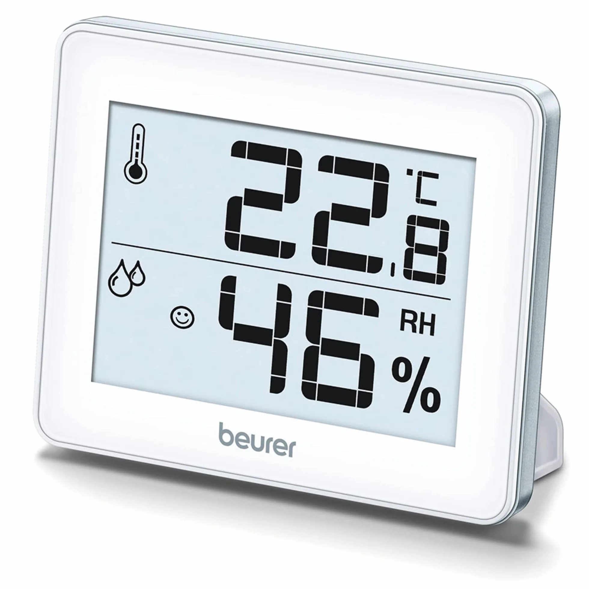 Beurer HM 16 termo-higrometr, kontrola klimatu pomieszczenia za pomocą wskazania temperatury i wilgotności, wyświetlacz w kształcie buźki