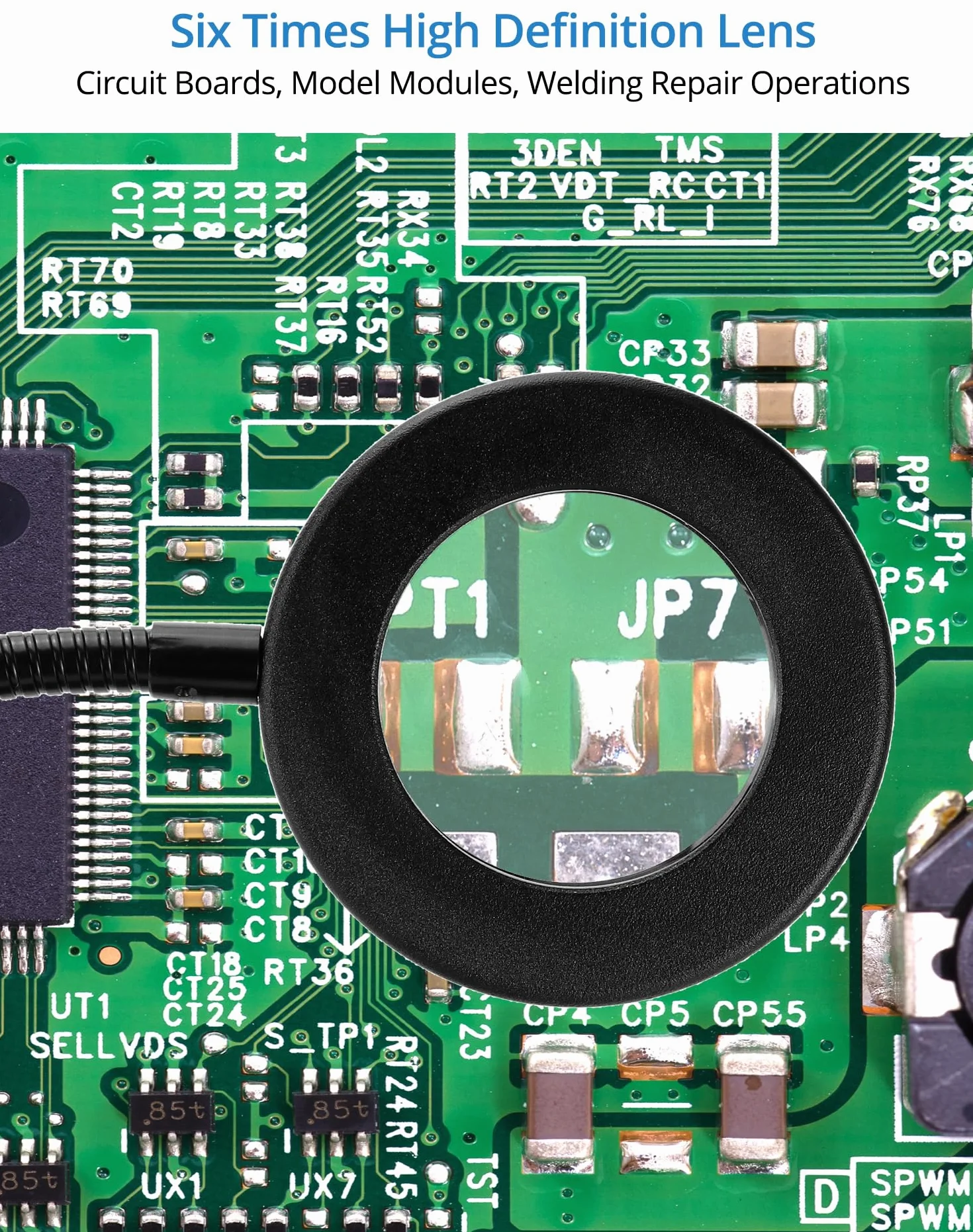 QWORK® Lutowanie z trzeciej ręki, z lampą powiększającą LED 6X, 4 ramionami pomocniczymi do lutowania, 4 kolumnami PCB