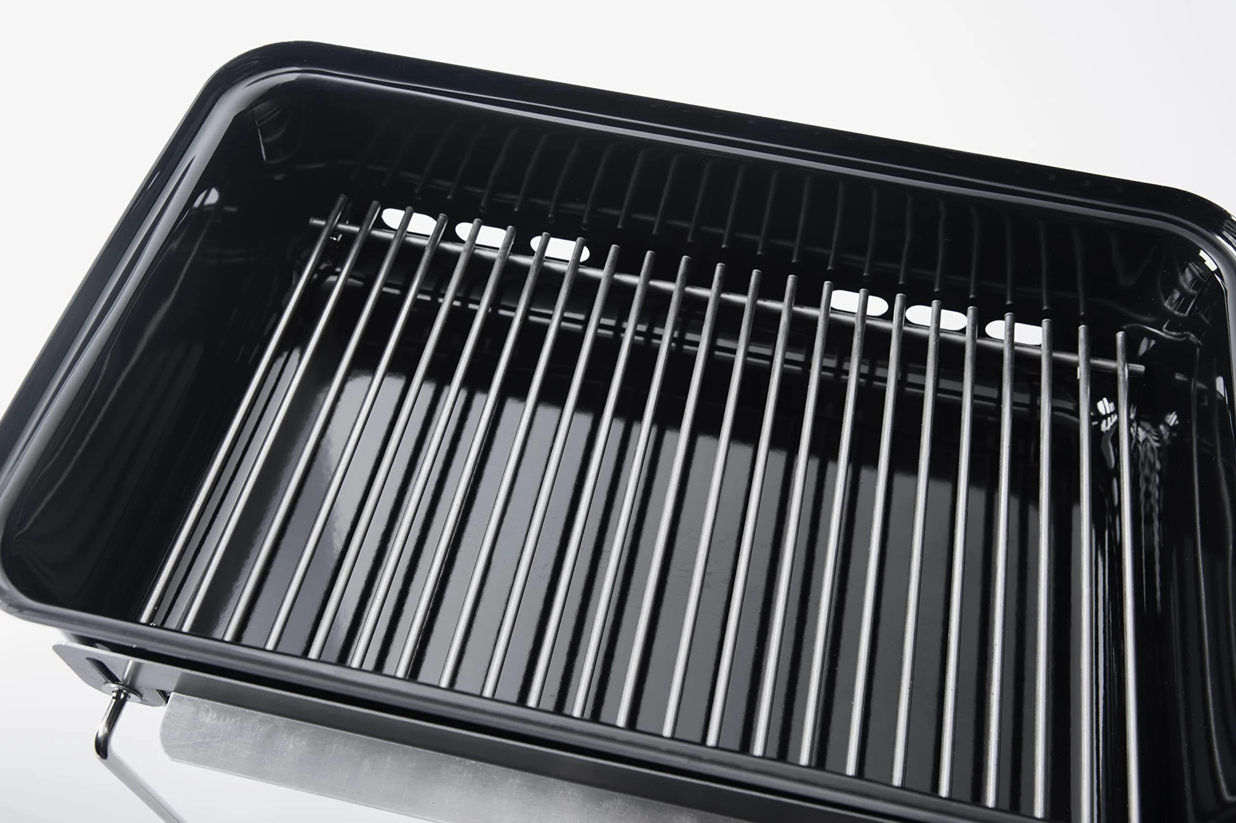 Weber Go-Anywhere Grill węglowy, powierzchnia grilla 42 x 26 cm, lekki przenośny grill BBQ, grill z emaliowaną misą i pokrywą, składane nóżki - Czarny (1131004)