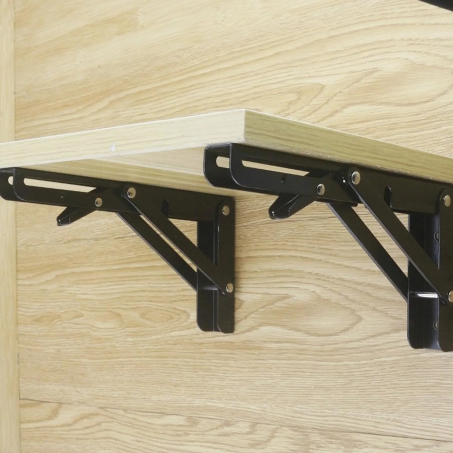 2 sztuki składanej konsoli, do dużych obciążeń, 400 mm, zawiasy składane, czarne, metalowe, składane, maksymalne obciążenie 80 kg, regał ścienny, wsparcie regału do domu, kuchni, 2 sztuki