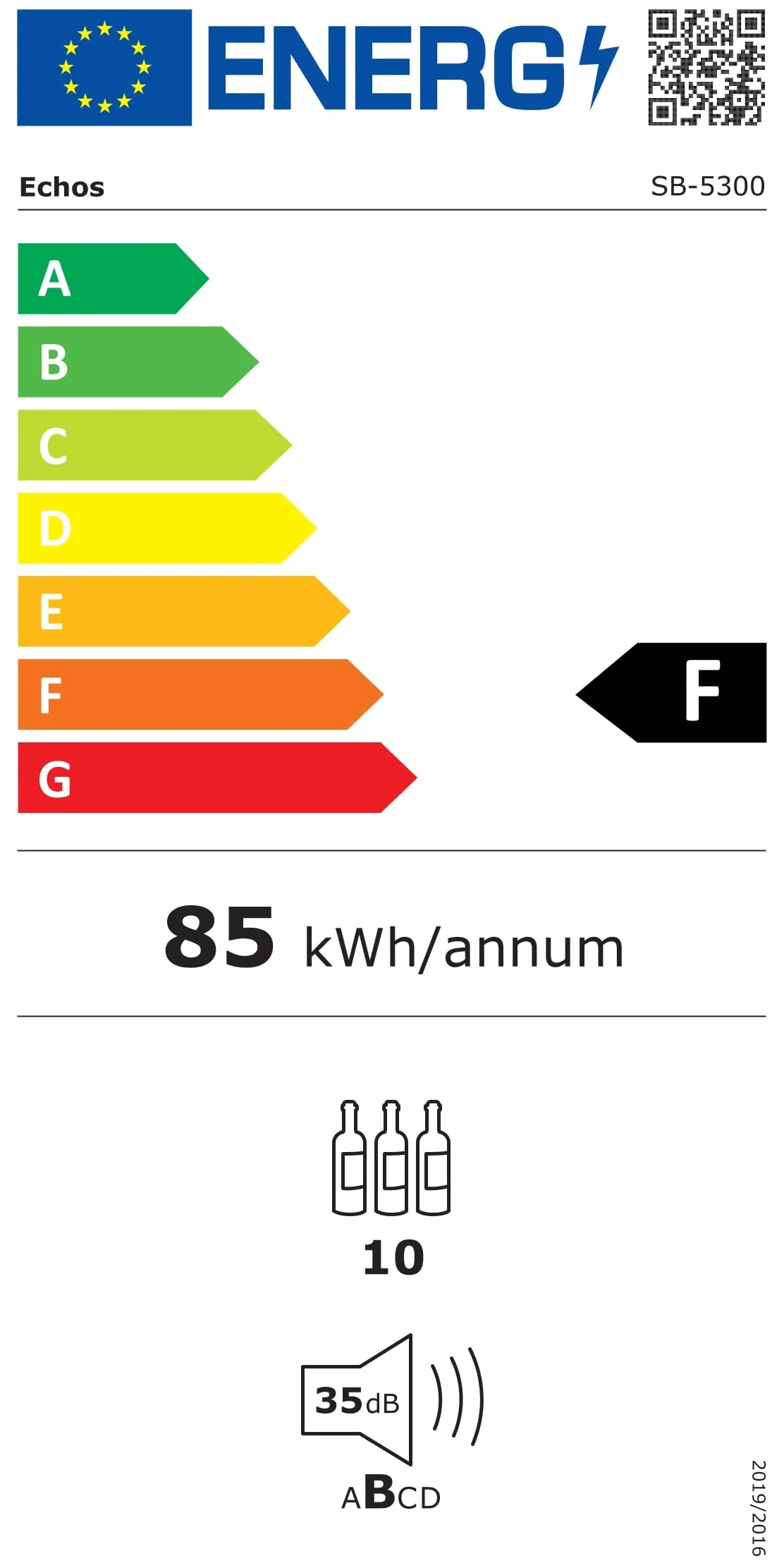 Echos Lodówka na wino, na 10 butelek, 28 l, oświetlenie LED, chłodziarka do wina, mini lodówka na wino, mini bar ze szklanymi drzwiczkami