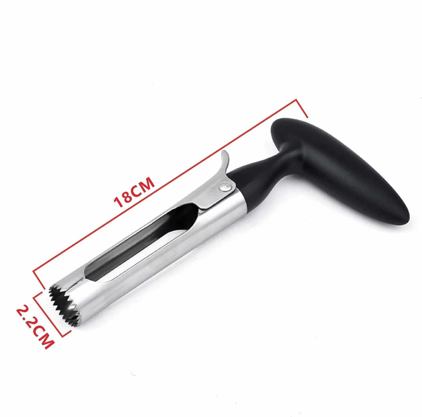 Łopatka do jabłek ze stali nierdzewnej, dźwignia do jabłek, narzędzie do usuwania rdzenia, jabłko ząbkowane ostrze gruszka narzędzie do usuwania rdzeni ze stali nierdzewnej do domu i kuchni (czarny)
