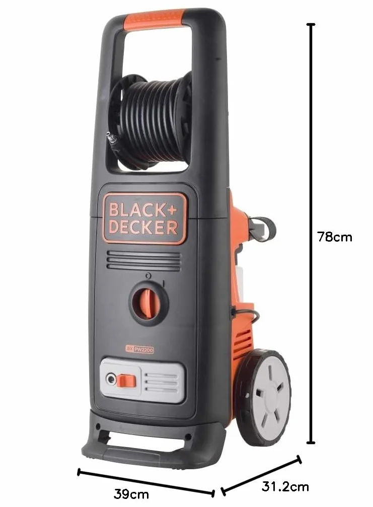 Black+Decker Bxpw2200Pe Myjka Wysokociśnieniowa, Czarny/Pomarańczowy, 2200 W