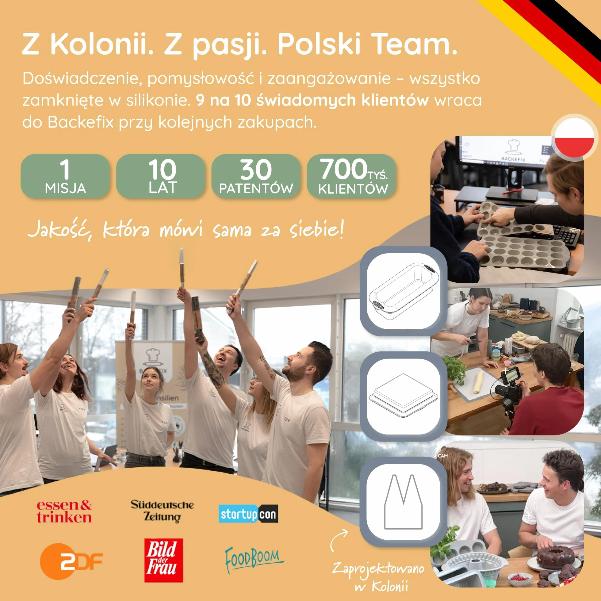 Backefix forma do muffinek 12 szt. z platynowego silikonu, nieprzywierająca, do zmywarki, bez BPA