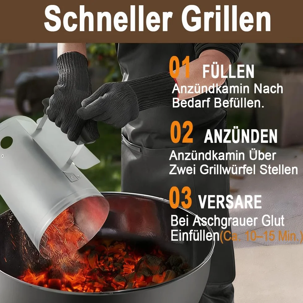 BEAU JARDIN 28x18cm Komin do podpalania Rapidfire Grillen Węgiel Podpalacz węgla drzewnego do BBQ Starter do grilla Kompaktowy Starter węglowy Podpalacz węgla drzewnego Podpalacz do grilla Kolumna