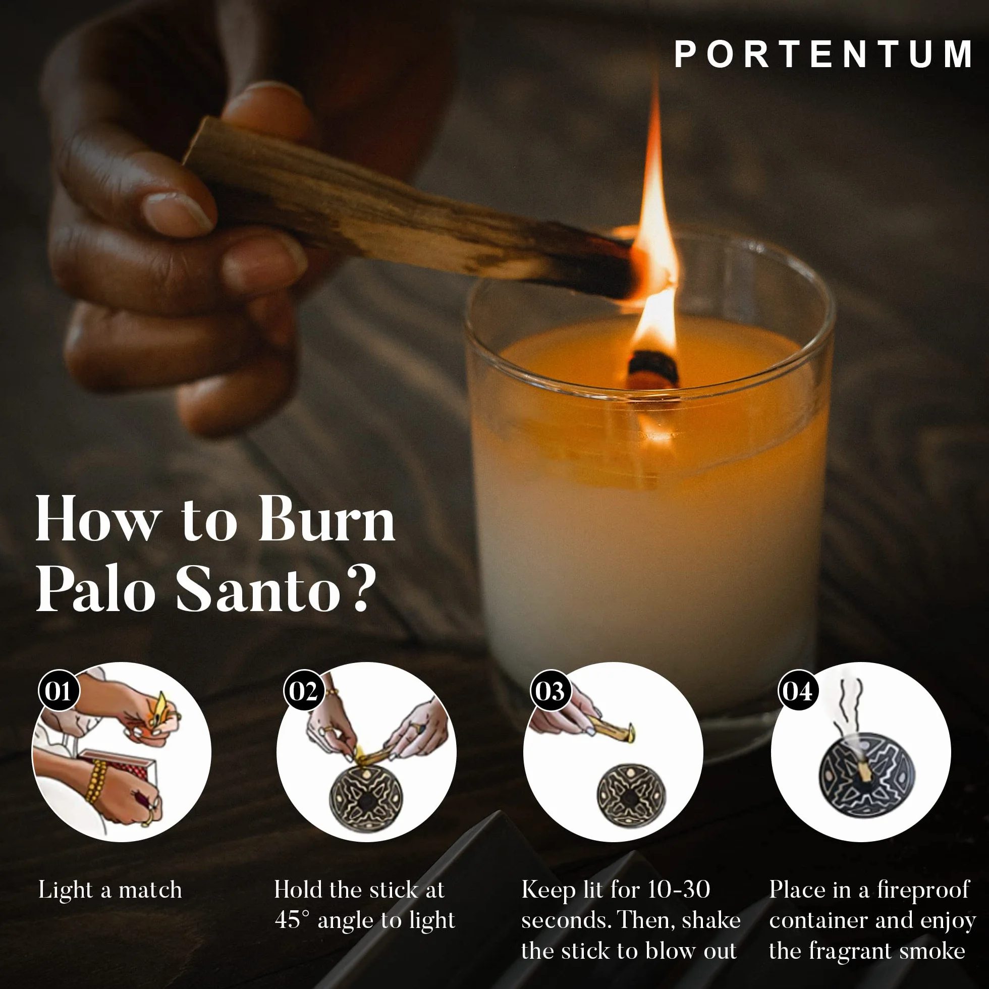 PORTENTUM Naturalne kadzidło Palo Santo - 100 g. Pochodzenie Peru - święte drewno do palenia, autentyczne Palosanto, kadzidło Palo Santo w opakowaniu premium