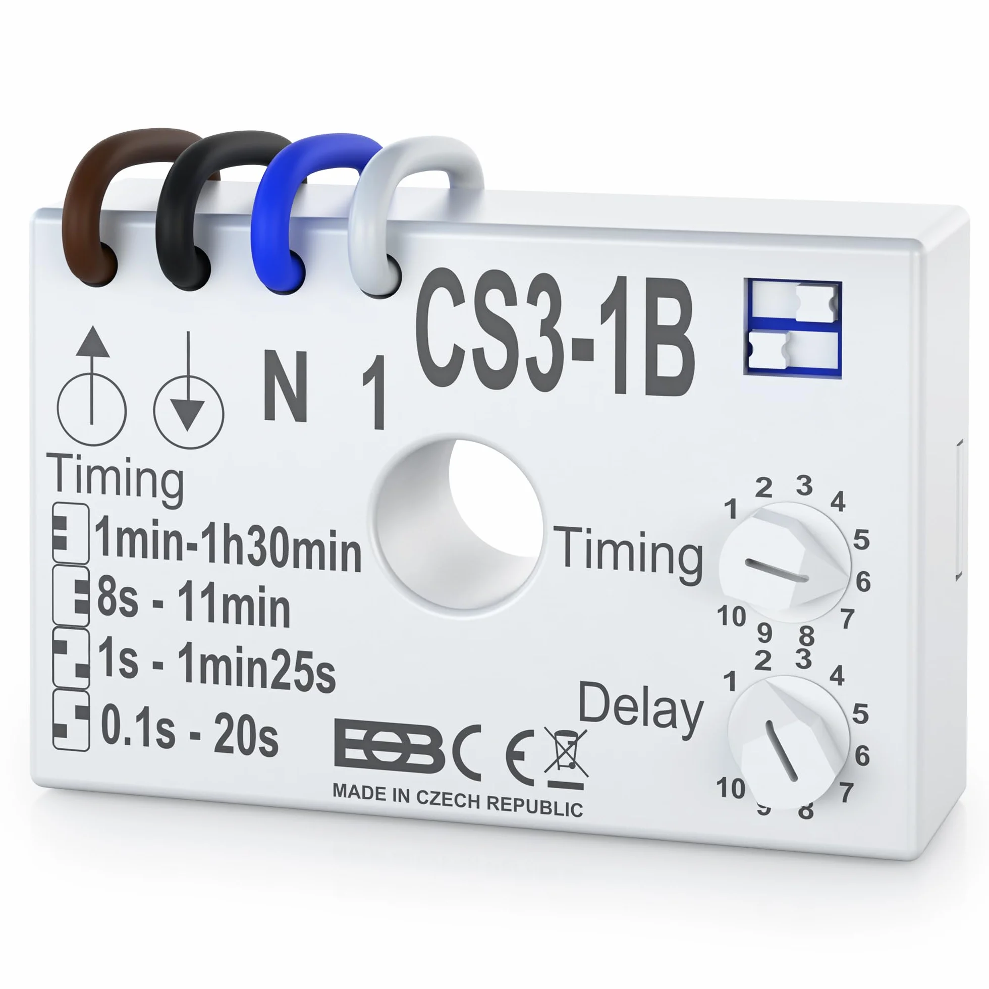 ELEKTROBOCK CS3-1B przekaźnik czasowy, przekaźnik końcowy 230 V, do wentylatora i oświetlenia, montaż podtynkowy z połączeniami kablowymi