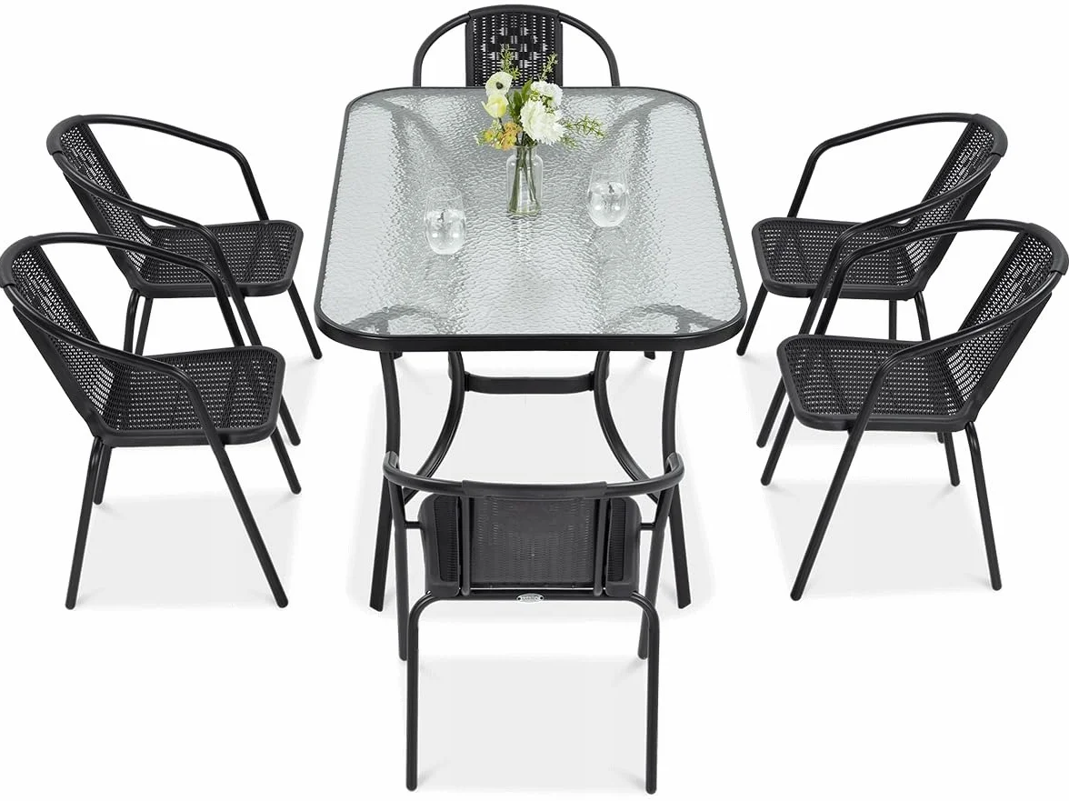 Zestaw Mebli Jadalnianych Focus Garden Ogrodowych Simple Stół 150x90cm 6x Krzesło Grafit 1 szt