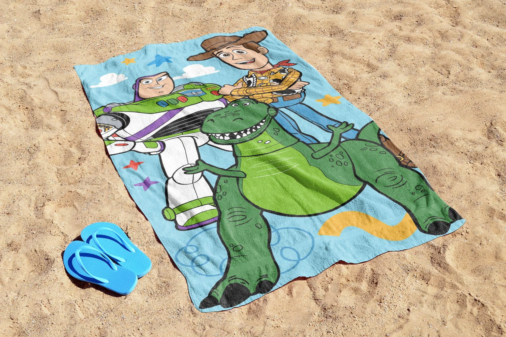 Jay Franco Kids Disney Toy Story 100% bawełniany ręcznik plażowy – 71 x 147 cm Super miękki ręcznik kąpielowy, basenowy i podróżny, oficjalny produkt licencjonowany, niebieski