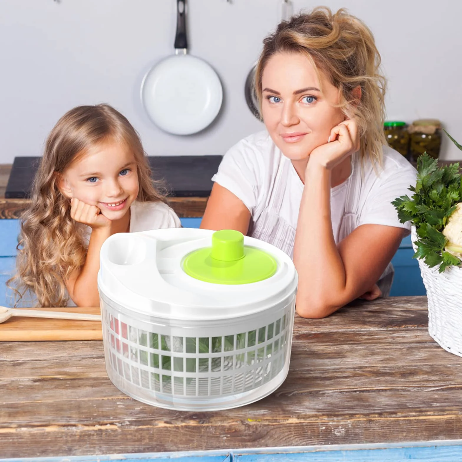 Wirówka do sałaty z napędem korbowym 3L miska sitko 22.5 cm