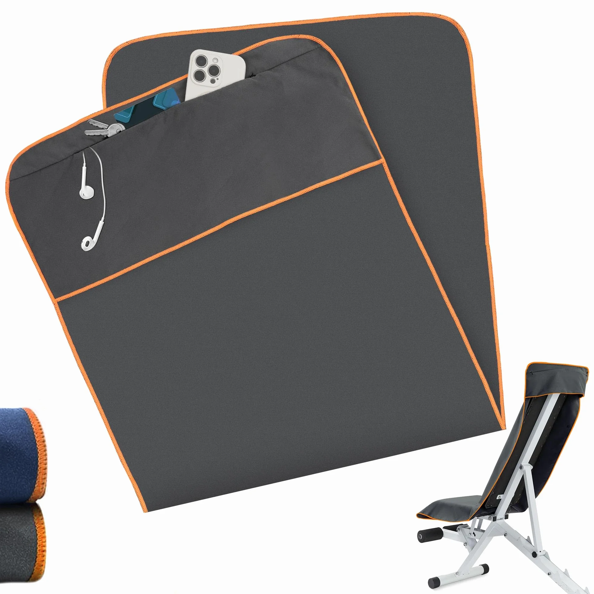 Ręcznik fitness z torbą, ręcznik z mikrofibry z wysokiej jakości mikrofibry, super chłonny, kompaktowy i przenośny, 120 x 50 cm, ręcznik sportowy, do studia fitness, podróży, uprawiania sportu