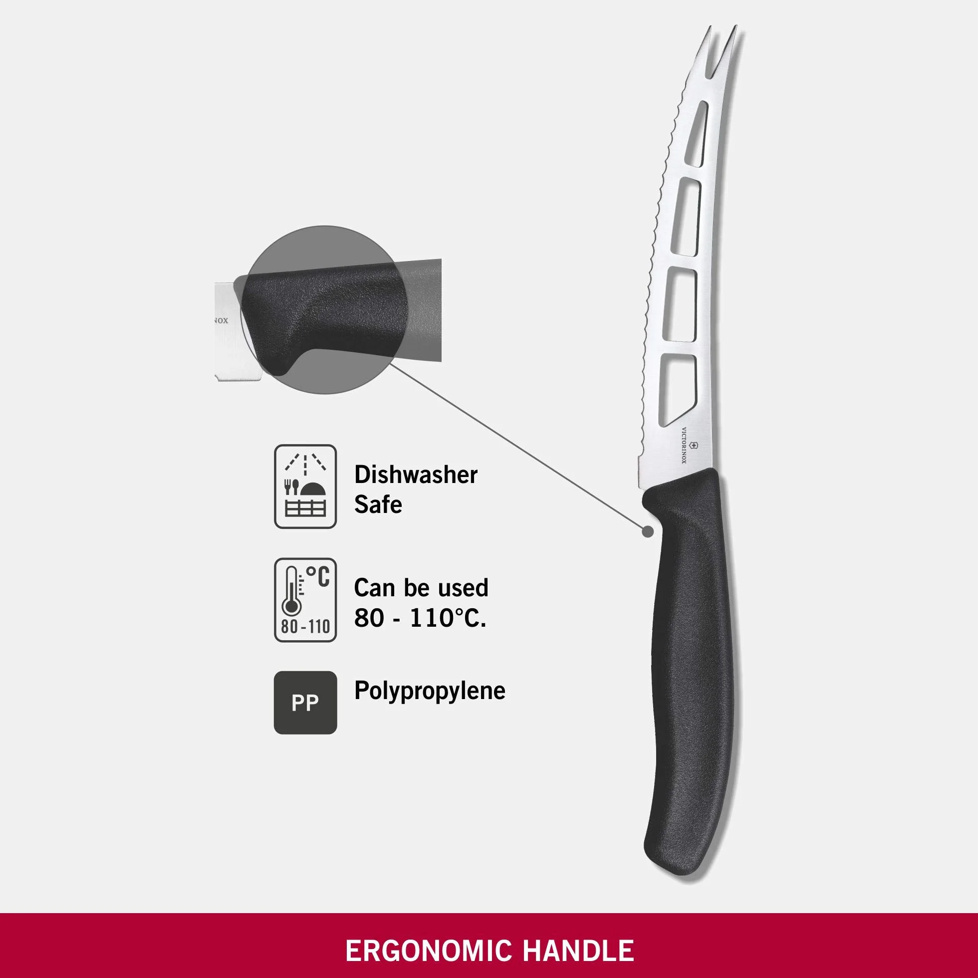 Victorinox, 6.7863.13B, Swiss Classic, Butter- und Weichkäsemesser, Extra scharfe Klinge, mit Wellenschliff, robuster Kunststoff-Griff, Schwarz, Made in Switzerland, Spülmaschinengeeignet