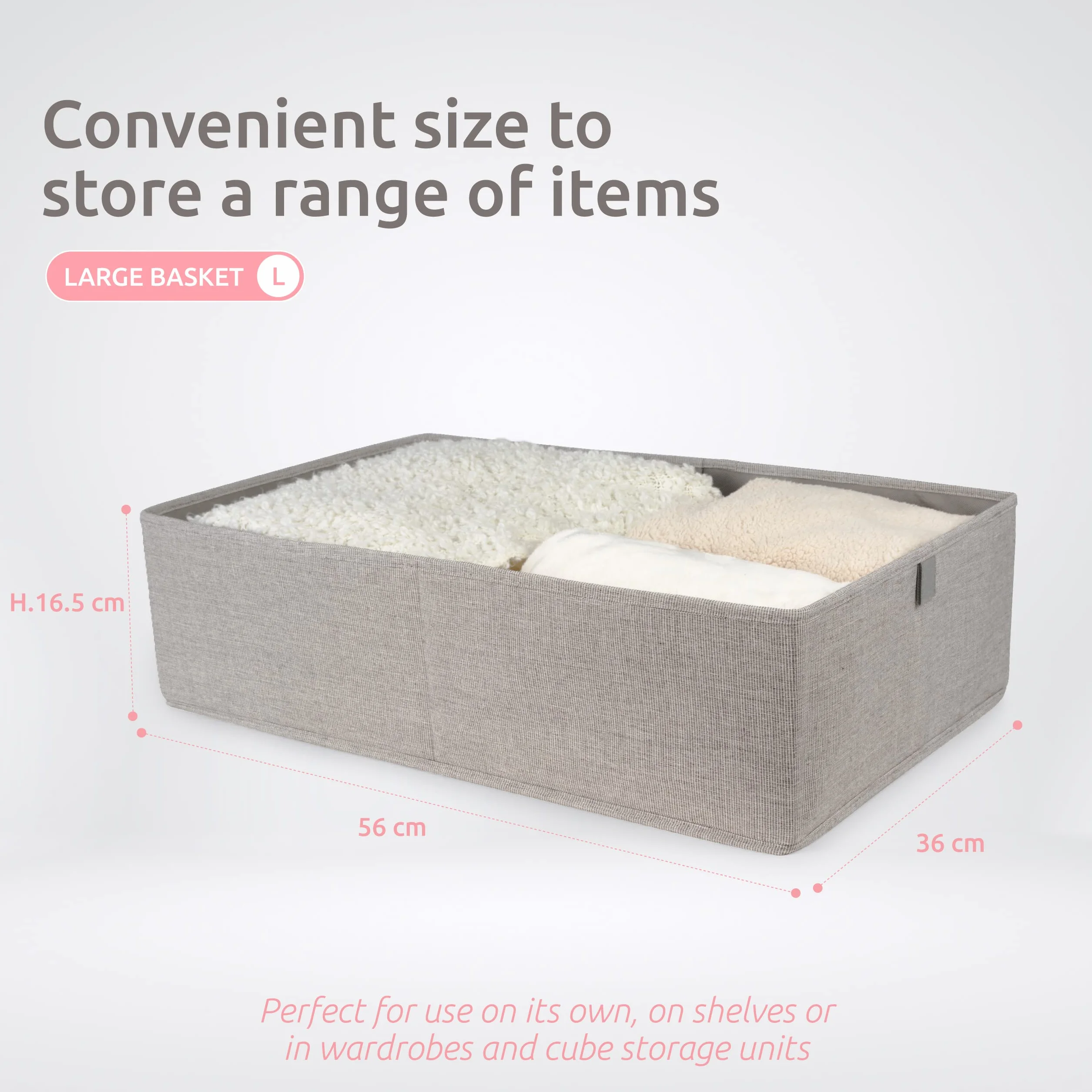 Compactor Kosz Oxford XL - szary, 56 x 36 x 16,5 cm - miękkie rozwiązanie do przechowywania premium