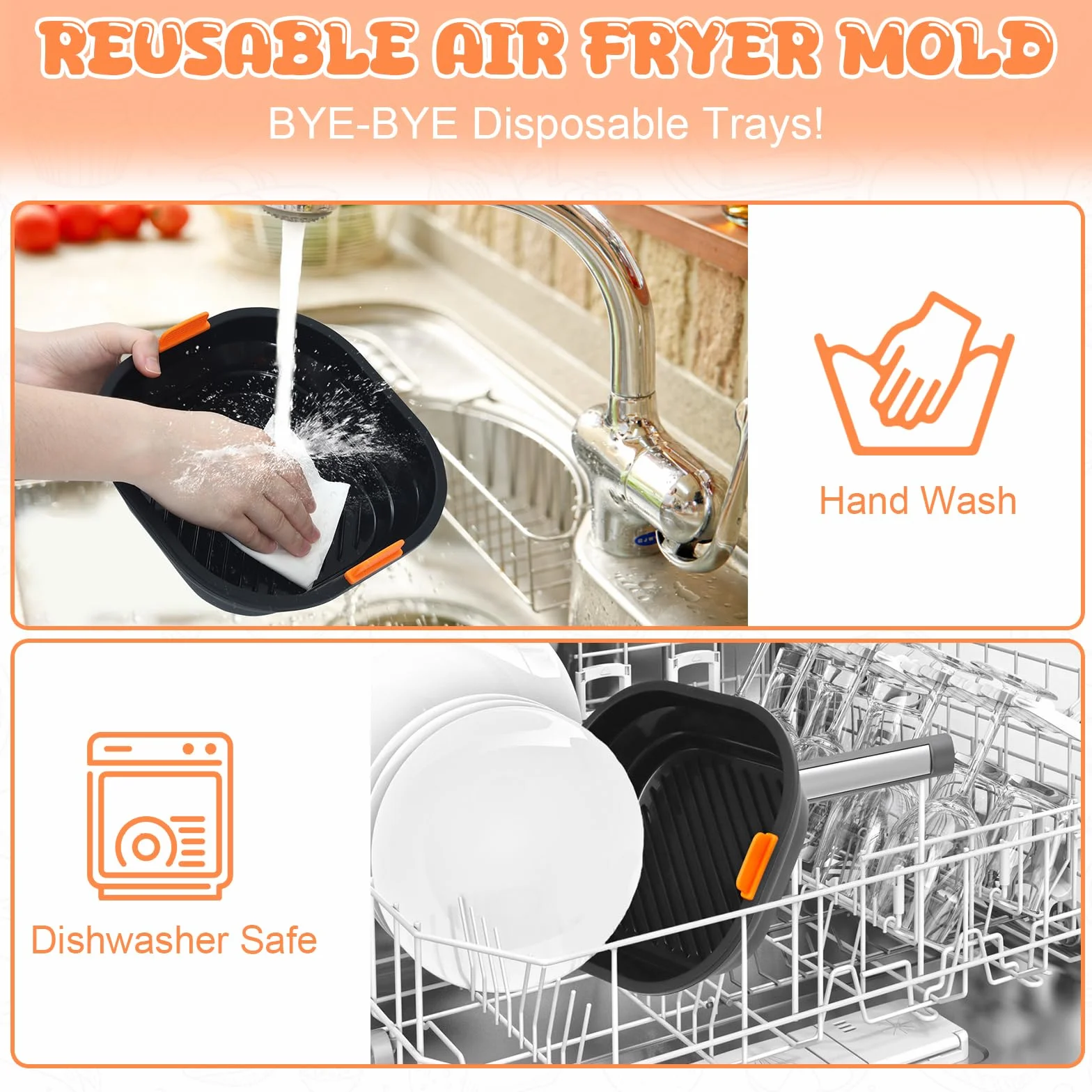 21cm Silikonowa forma do frytkownicy powietrznej [2 sztuki] – użytku i składana, można myć w zmywarce, akcesoria do frytkownicy powietrznej Ninja/Philips/COSORI/Tefal/Russell Hobbs/Cecotec/Princess