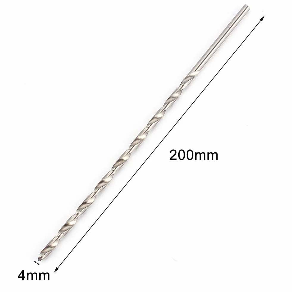 Bardzo Długie Wiertło 4 Mm, Bardzo Długie Wiertło Kręte HSS 200 Mm Wiertło ślimakowe z Chwytem Prostym do Drewna, Aluminium, Plastiku Itp.
