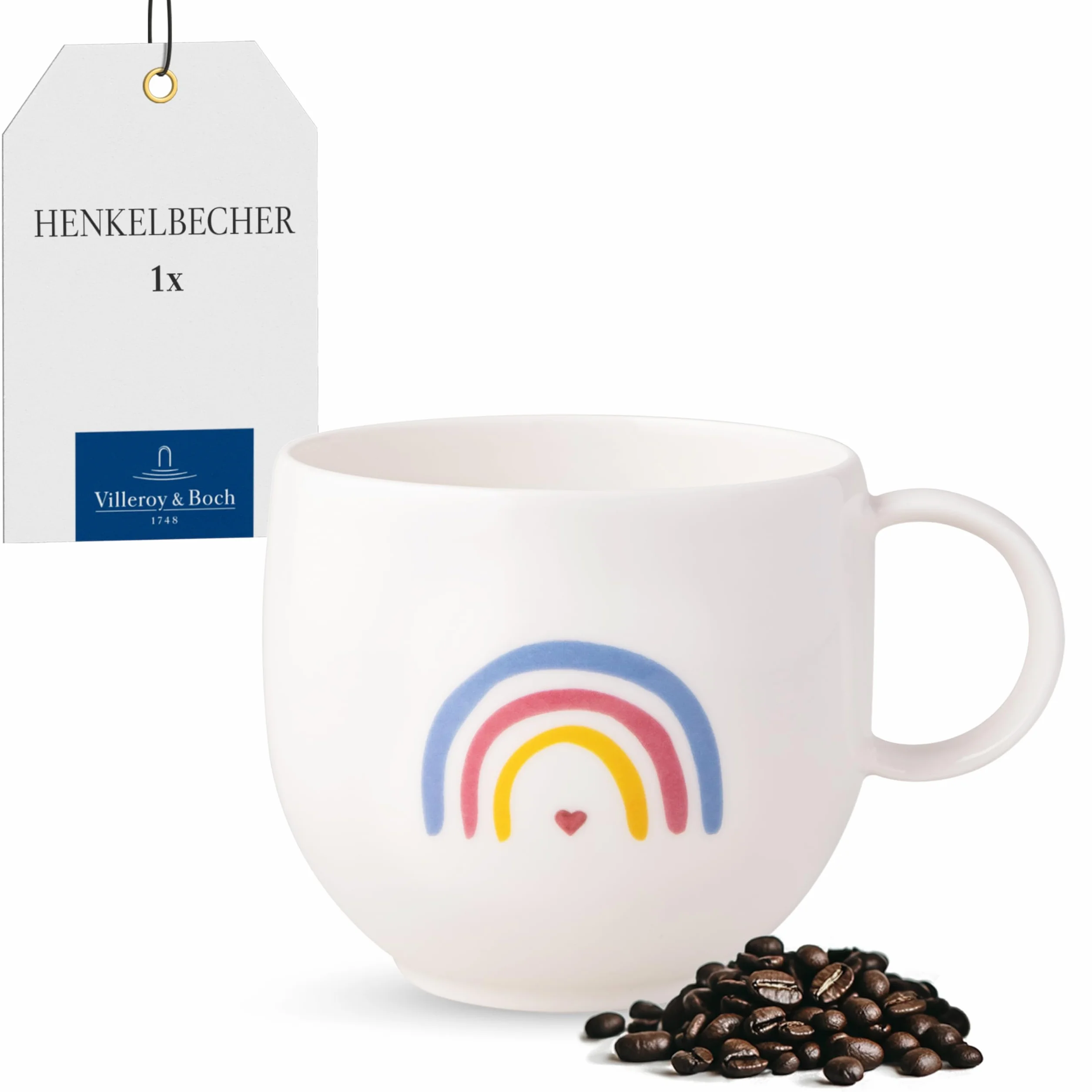Villeroy & Boch With Love kubek z uchem Be Happy porcelana Premium filiżanka do kawy i herbaty mycie w zmywarce mikrofalowa
