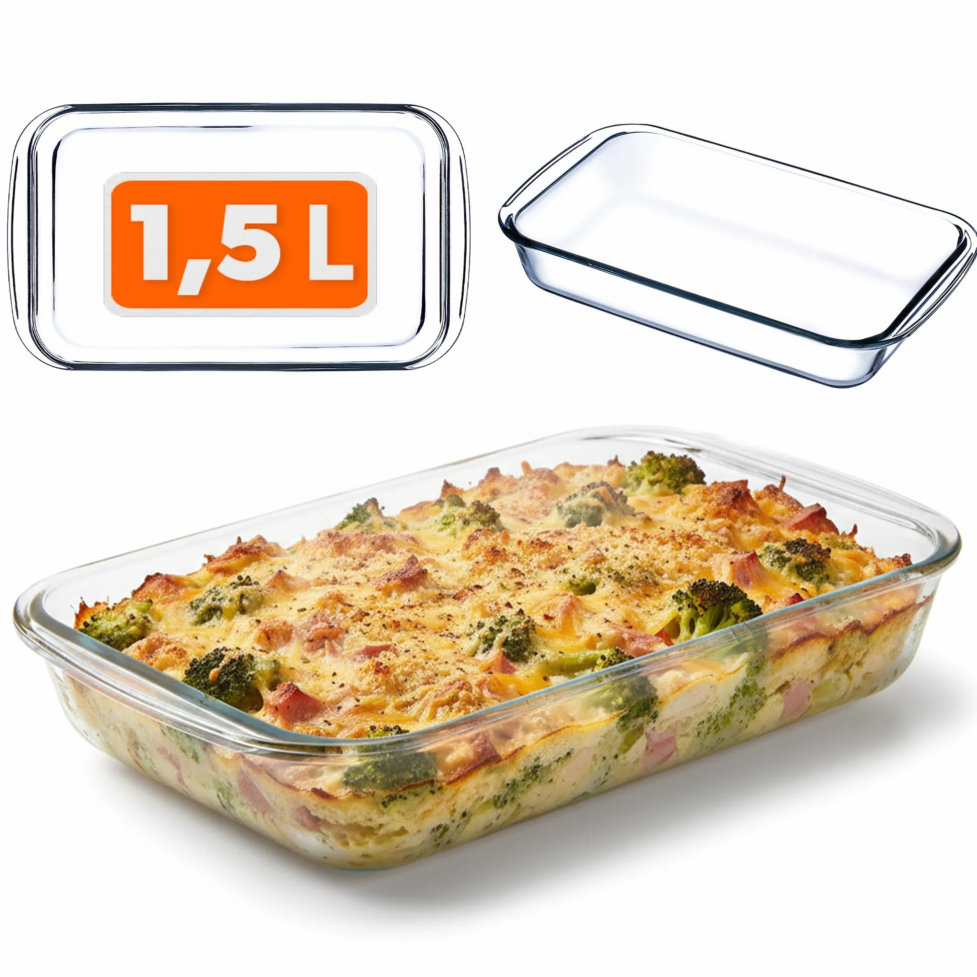 KADAX Prostokątne naczynie żaroodporne 1,5 l do zapiekanek lasagne ciast mięsa piekarnika zmywarki